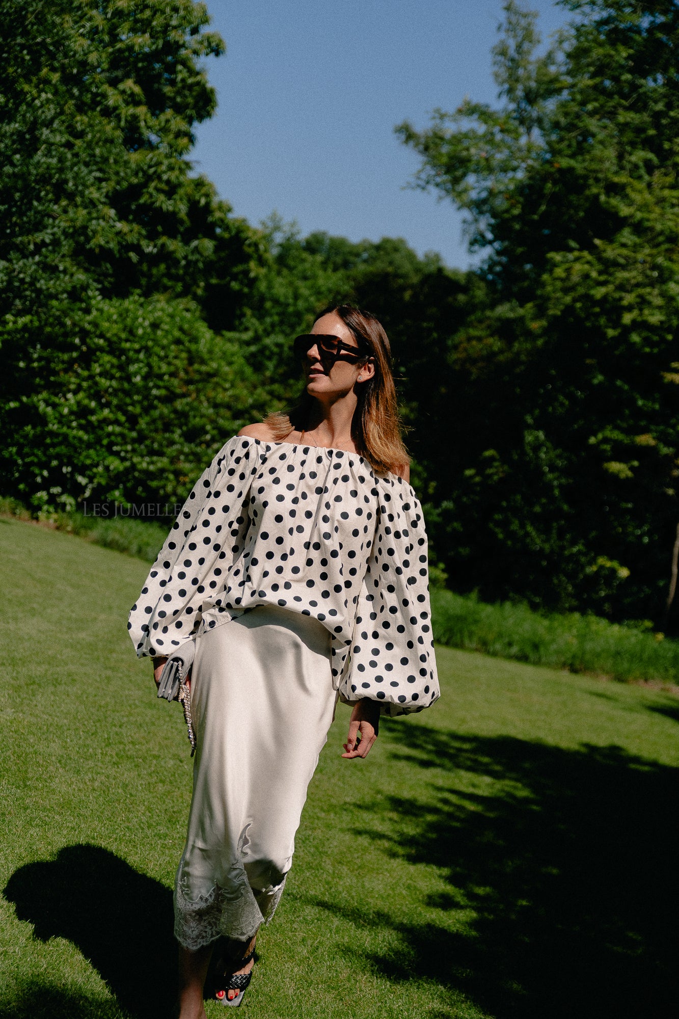 Fran off shoulder blouse polkadots