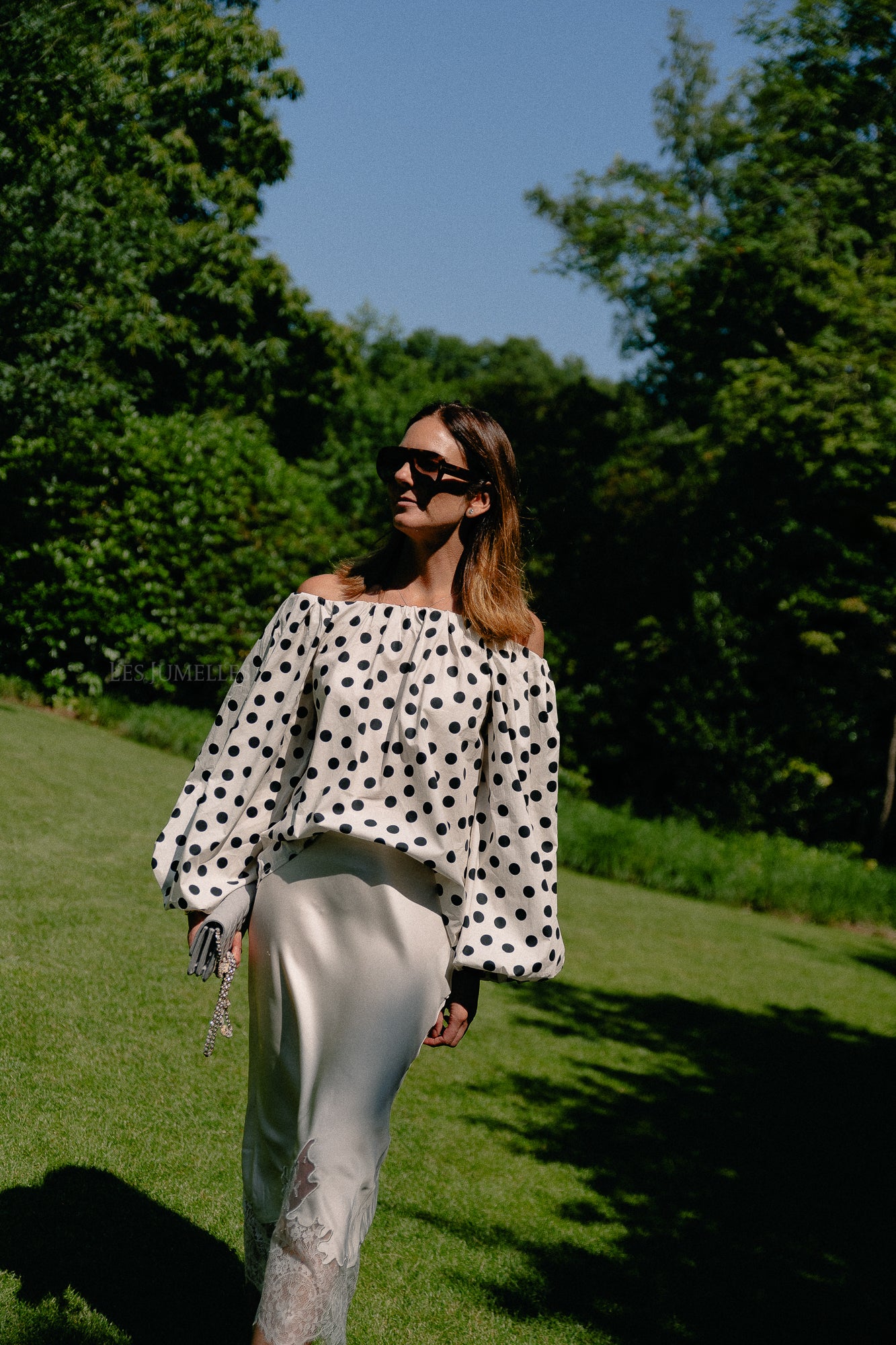 Fran off shoulder blouse polkadots