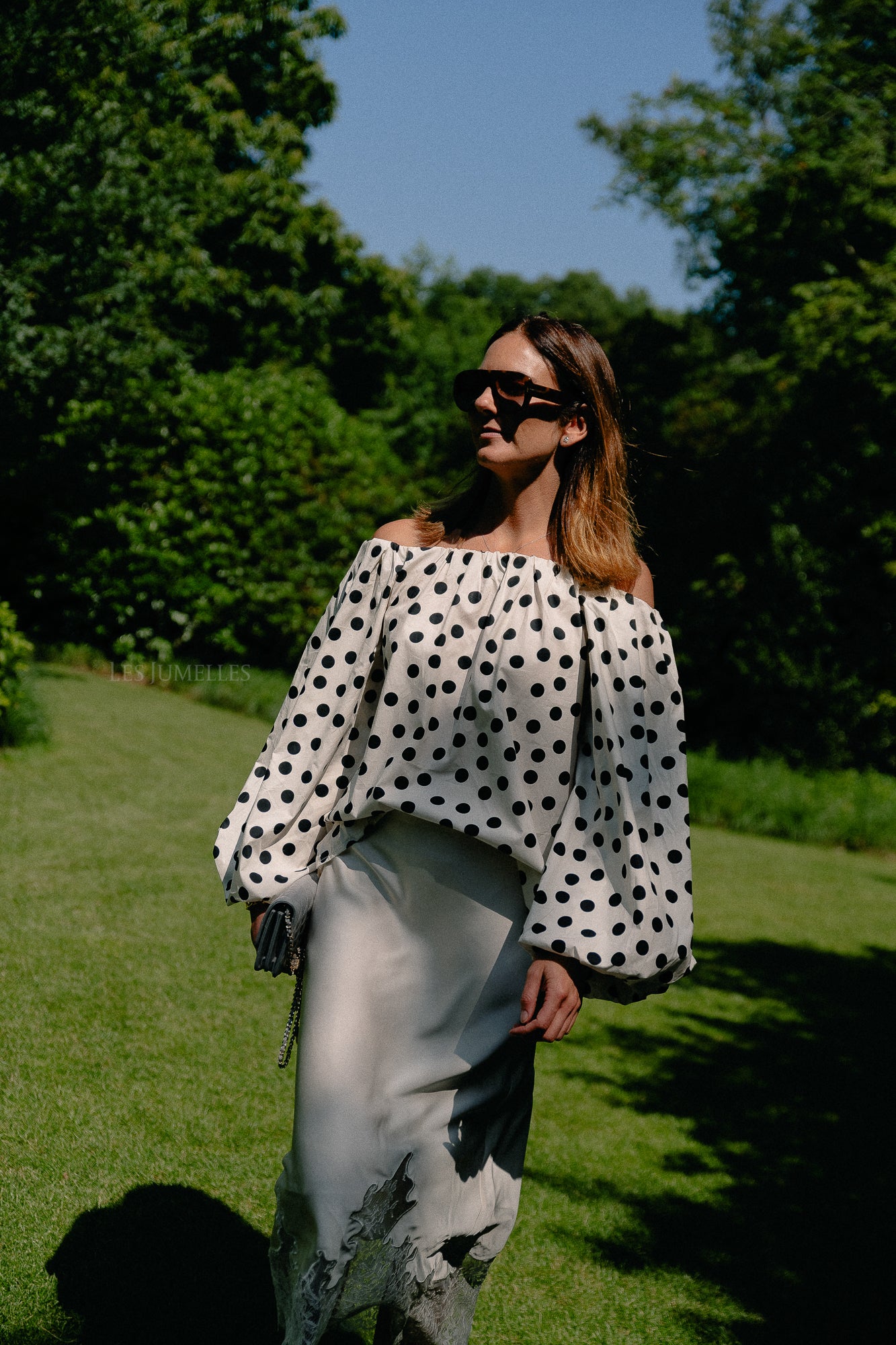 Fran off shoulder blouse polkadots