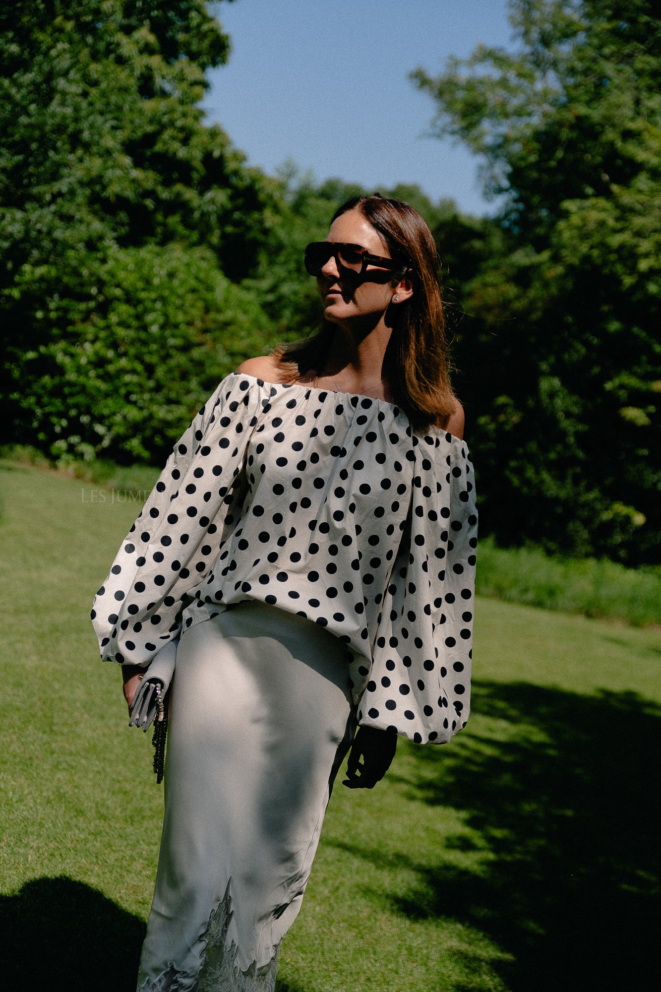 Fran off shoulder blouse polkadots