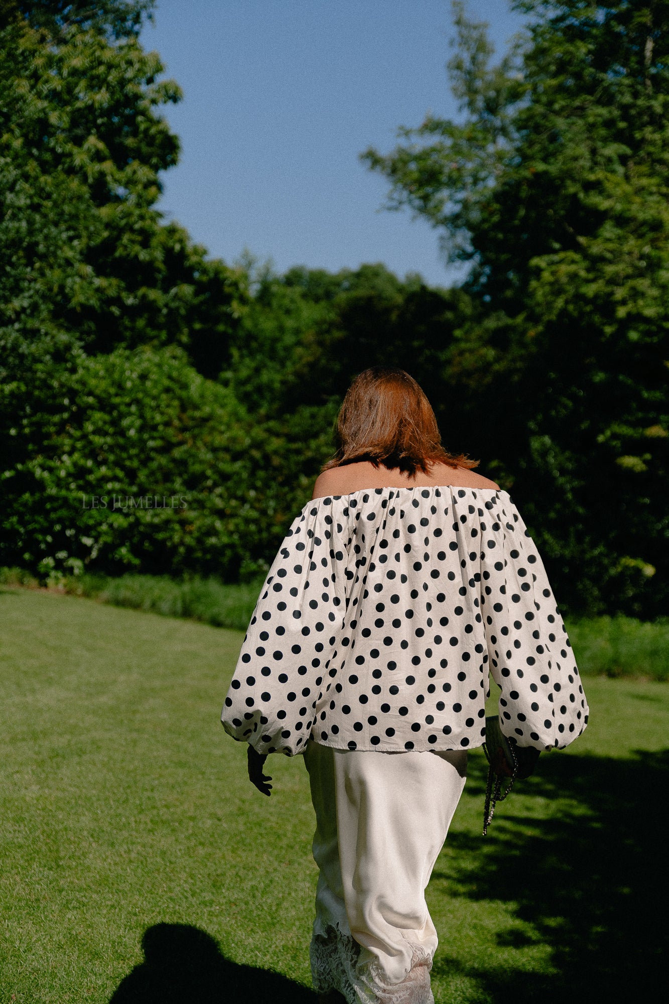 Fran off shoulder blouse polkadots