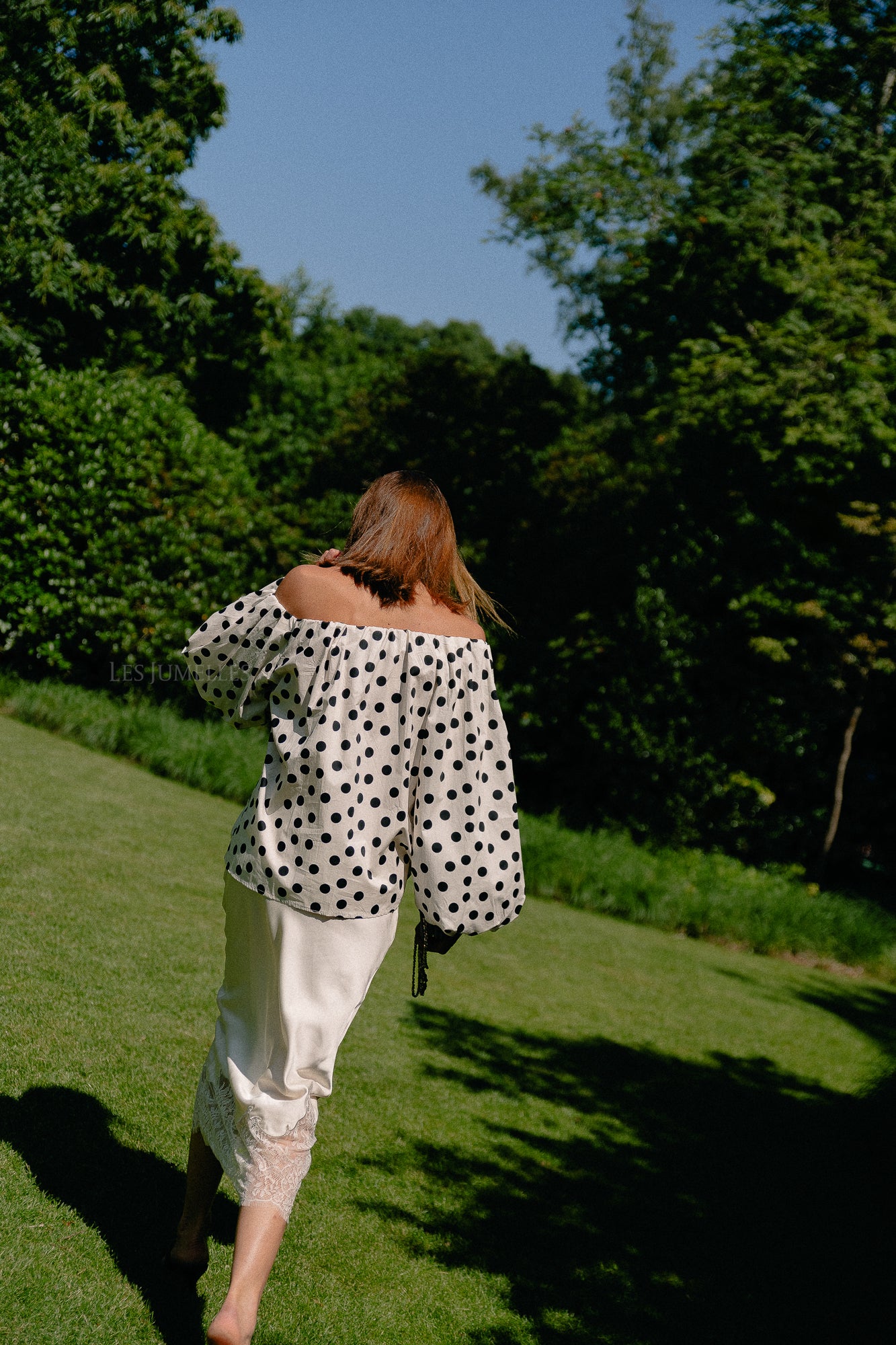 Fran off shoulder blouse polkadots