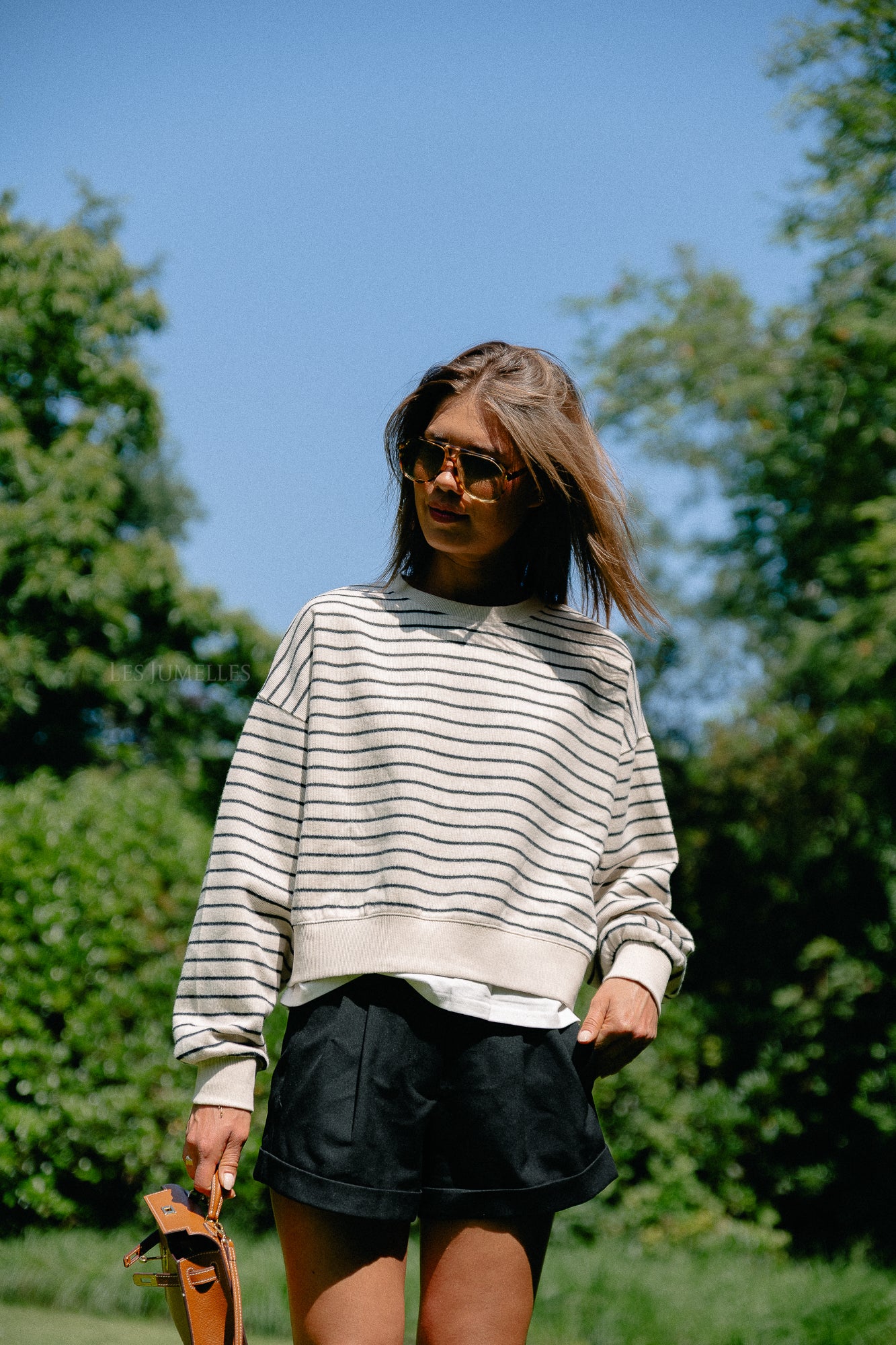 Camille striped sweater ecru/black
