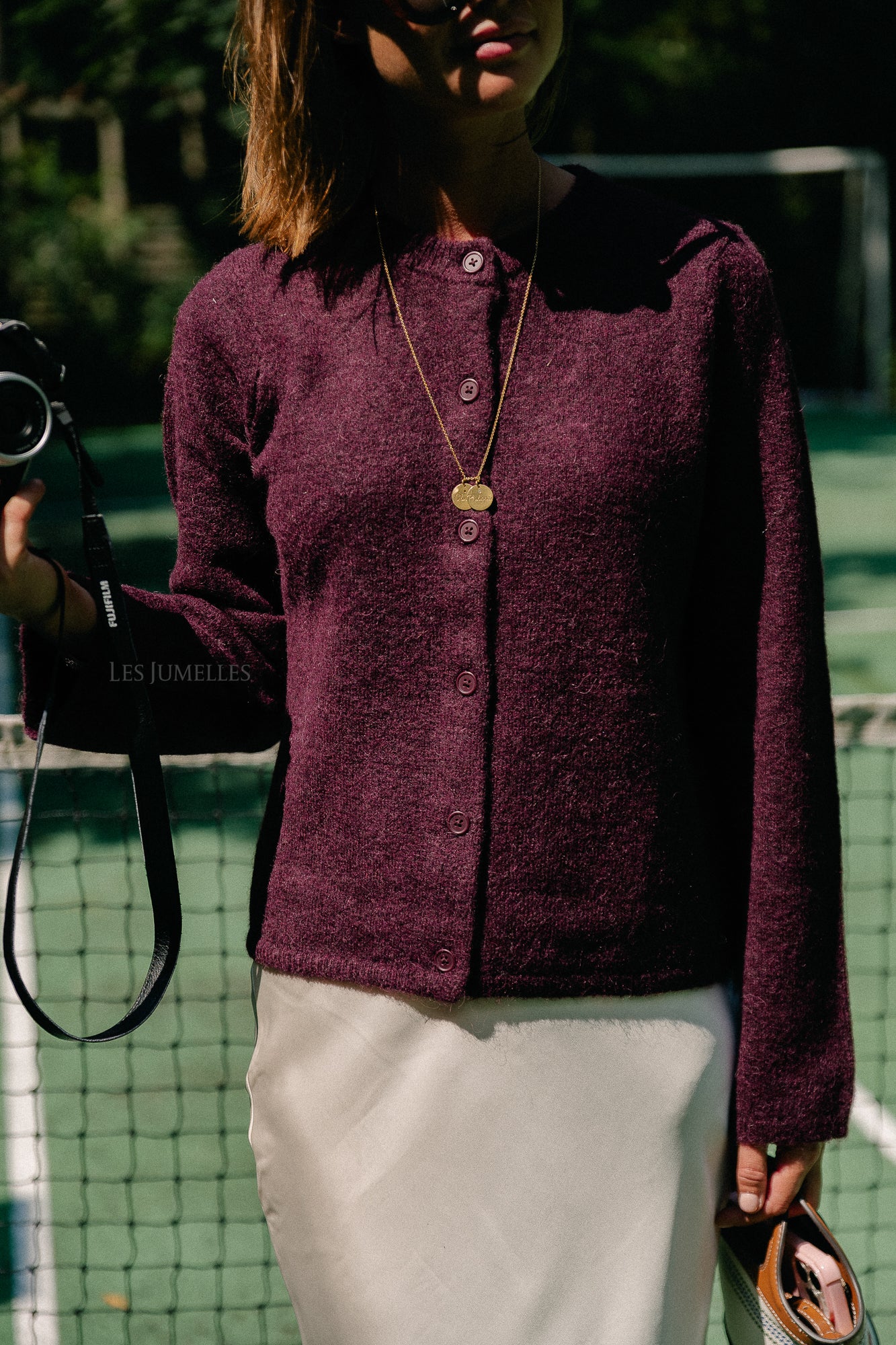 SLFLulu LS knit cardigan fig/melange