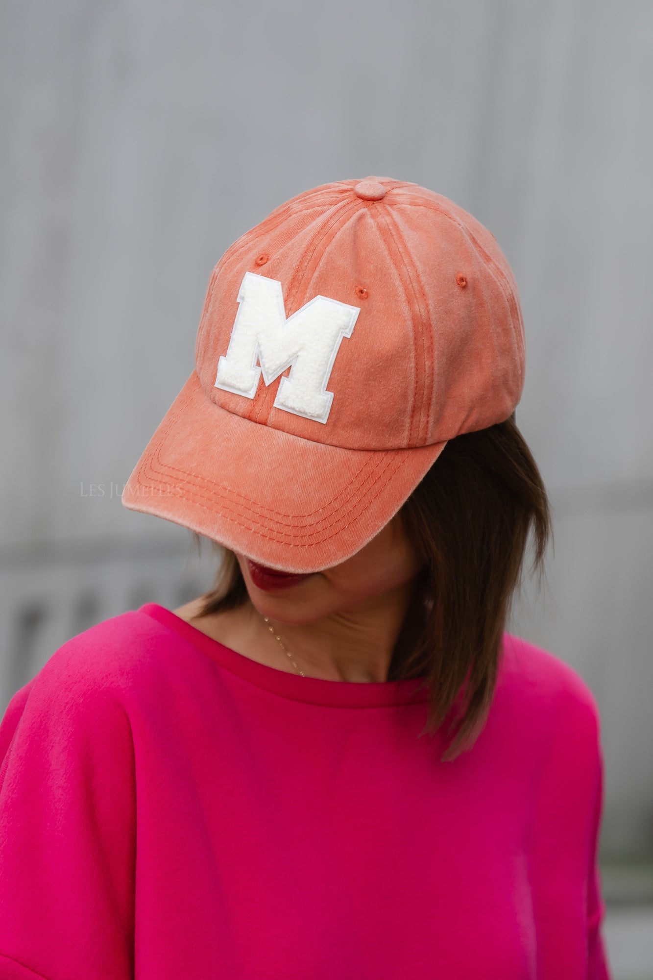 'M' Cap gewassen oranje denim