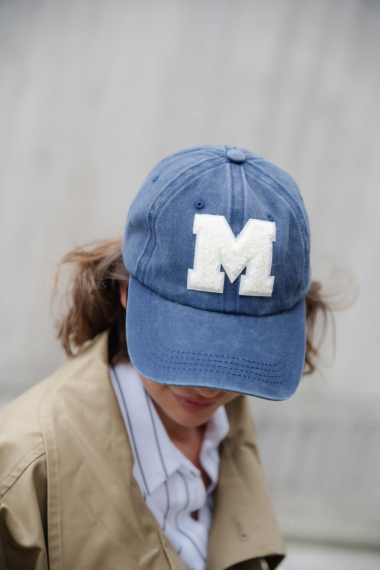 'M' Cap gewassen marineblauw denim