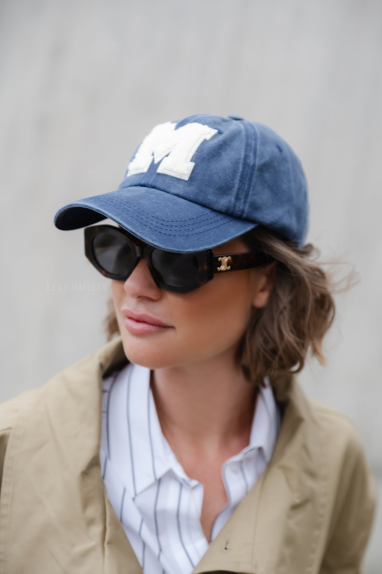 'M' Cap gewassen marineblauw denim