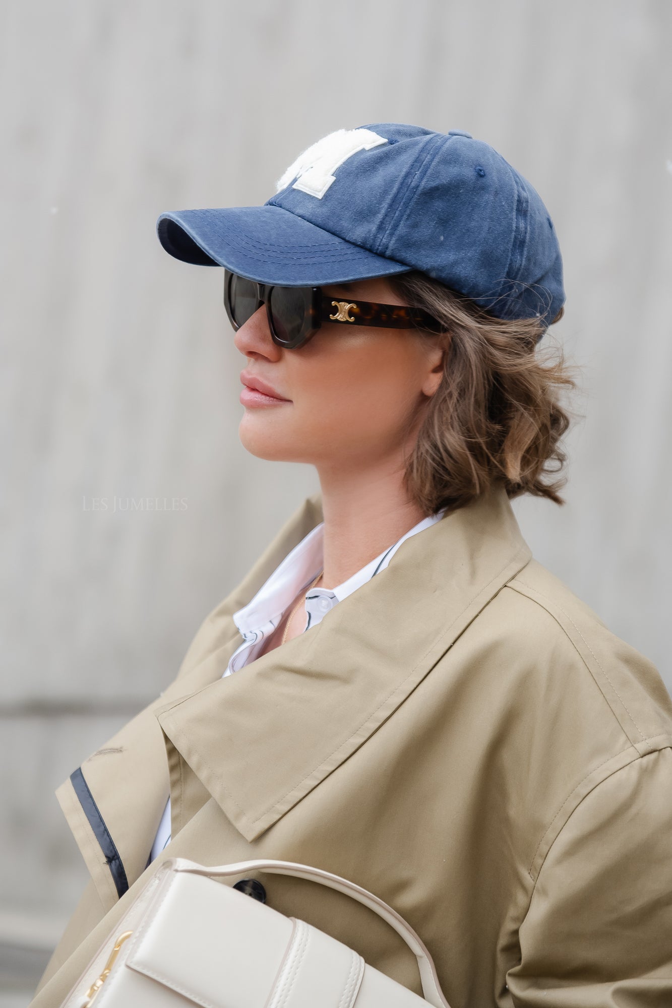 'M' Cap washed navy denim