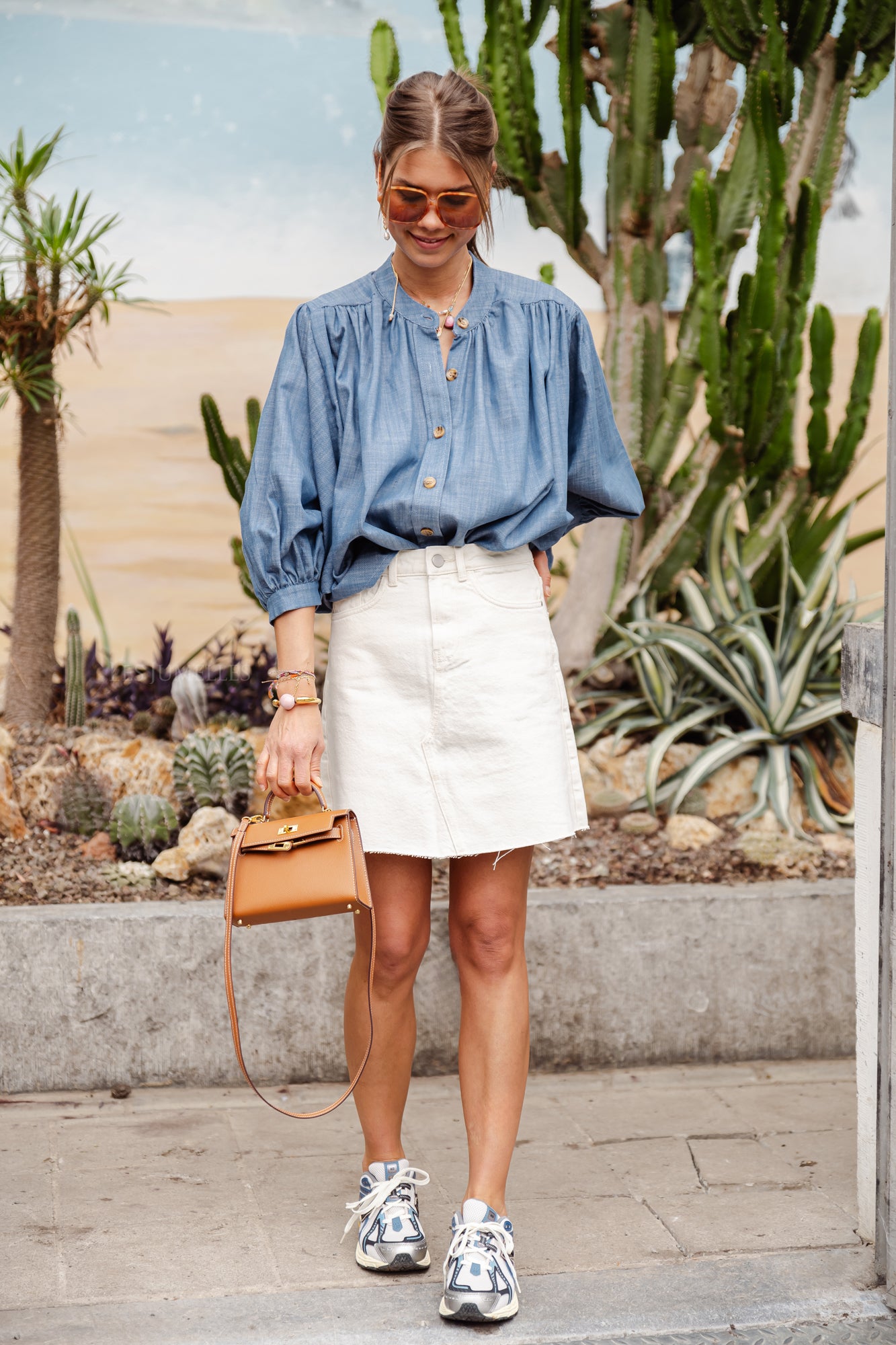Carol Baumwollbluse Denimblau
