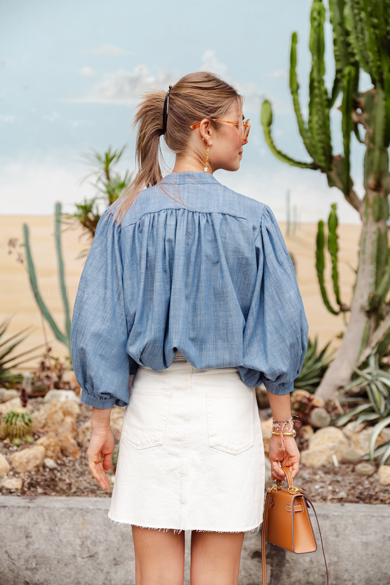 Carol Baumwollbluse Denimblau