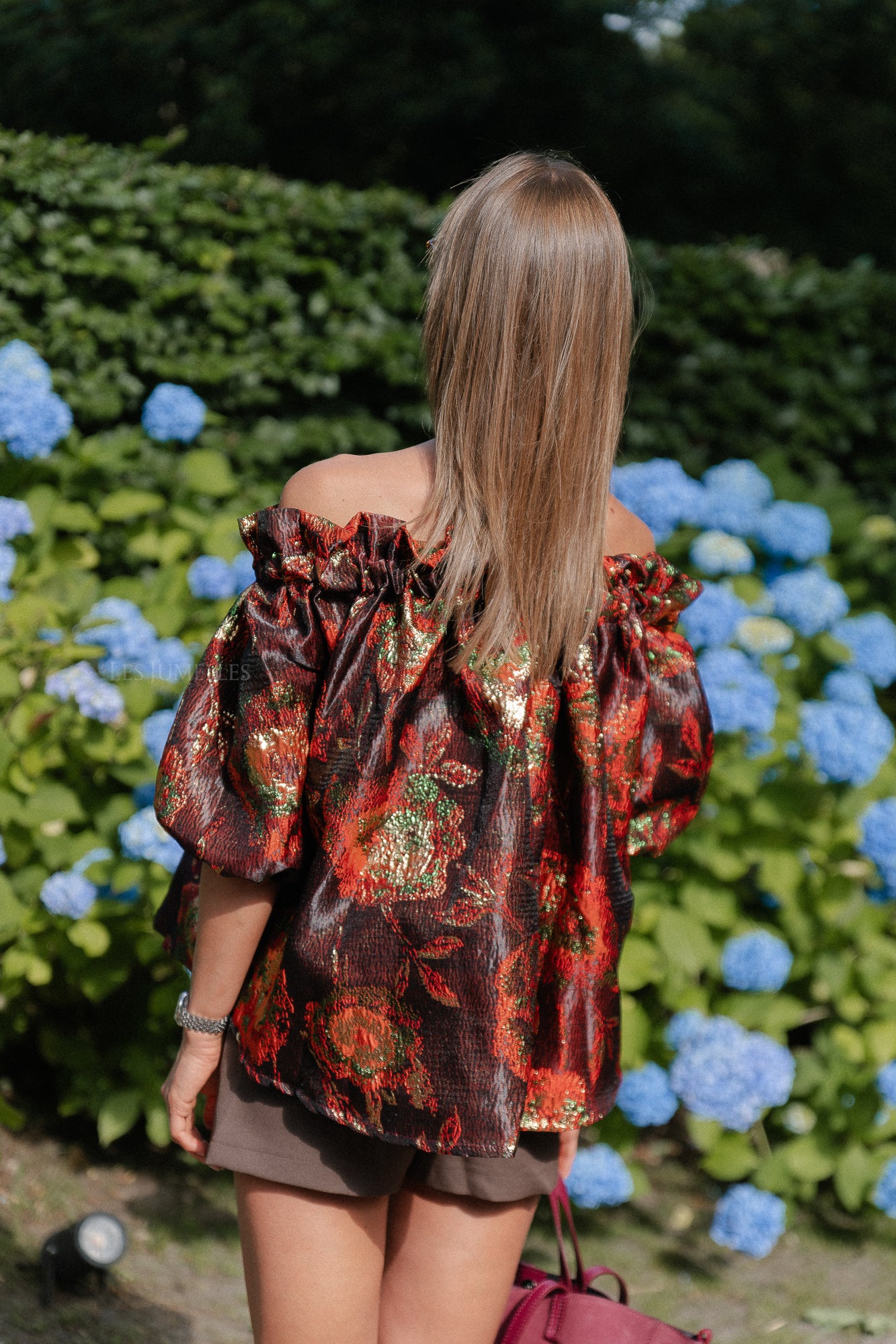 Blanche jacquard blouse flowers brown