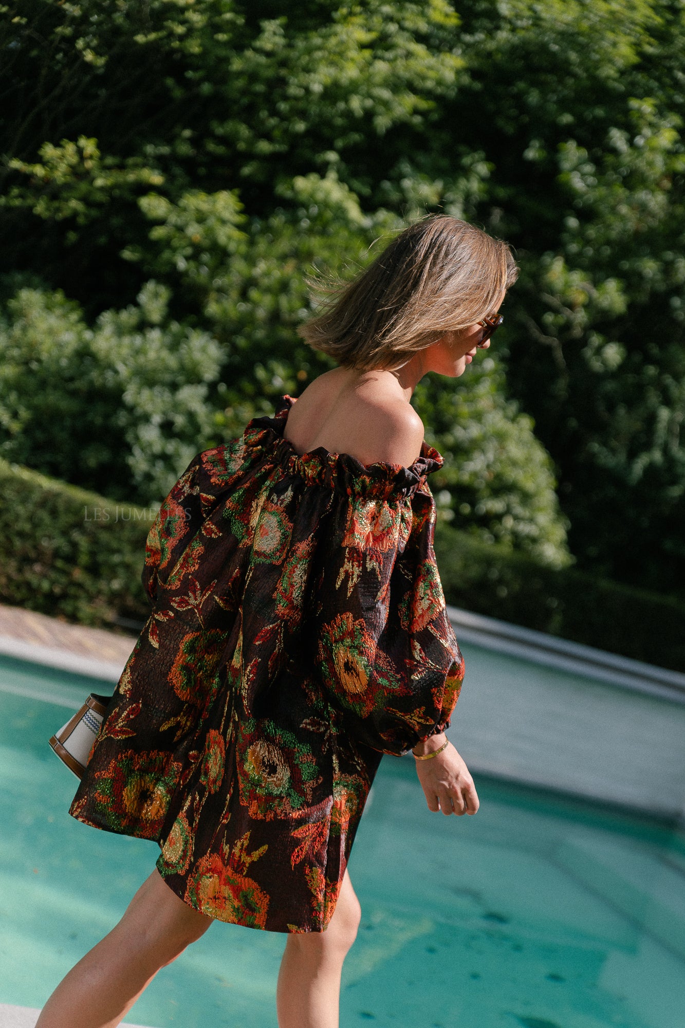 Blanche jacquard dress flowers brown