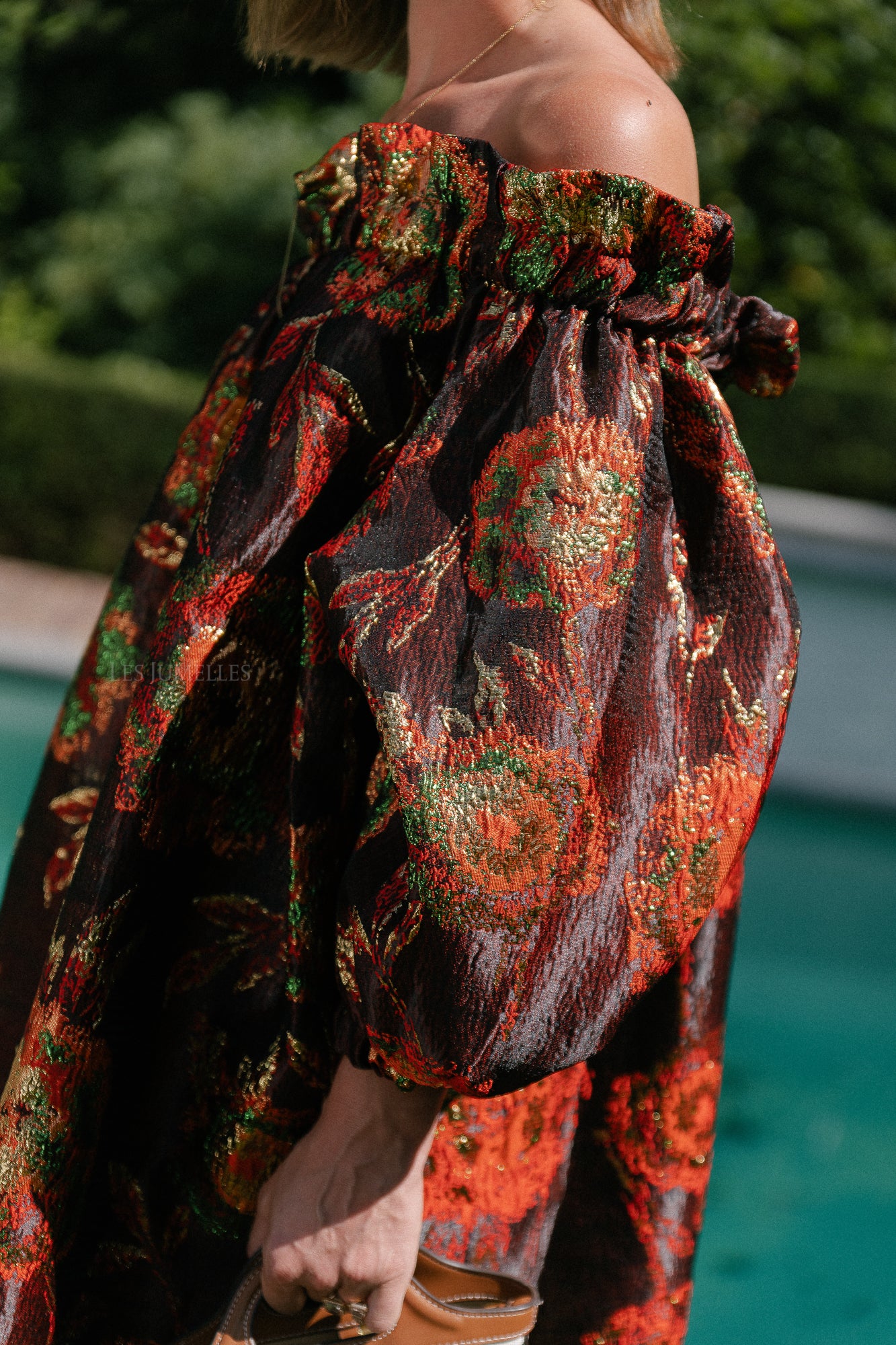Blanche jacquard dress flowers brown