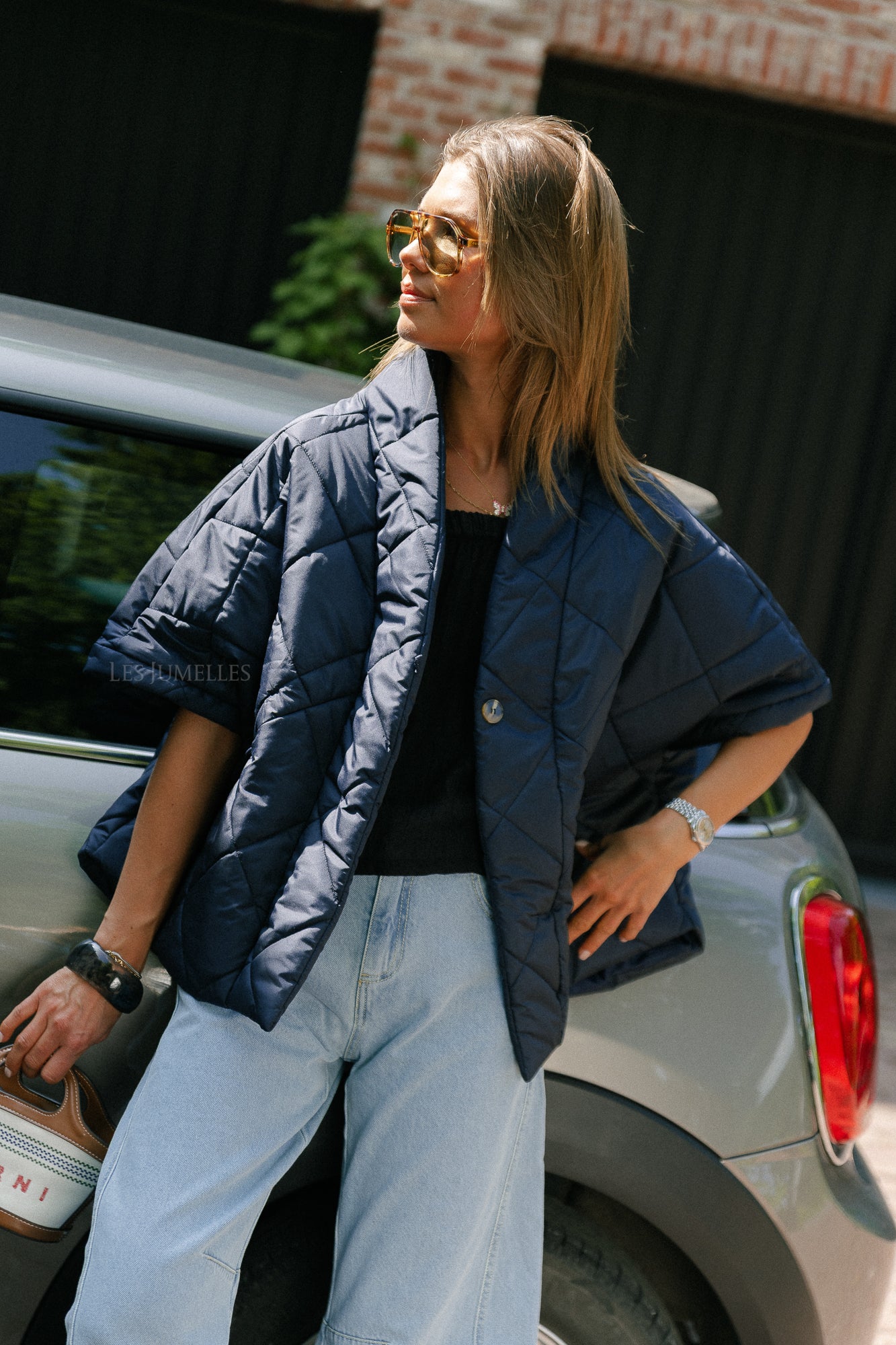 Naomy wattierte Jacke in Marineblau