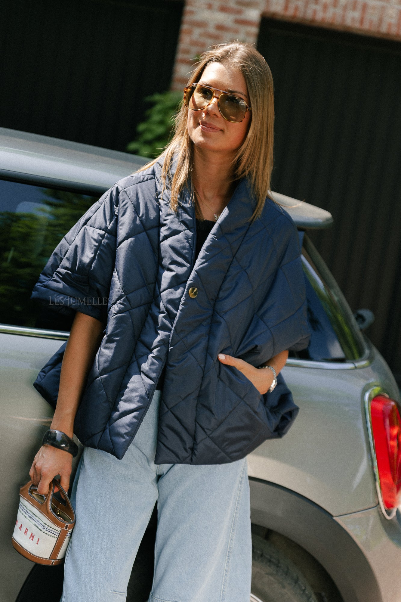 Naomy wattierte Jacke in Marineblau