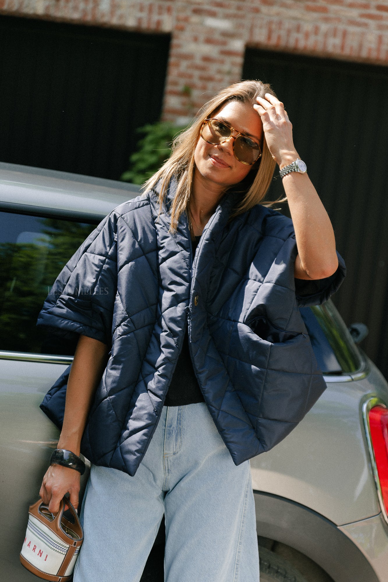 Naomy wattierte Jacke in Marineblau