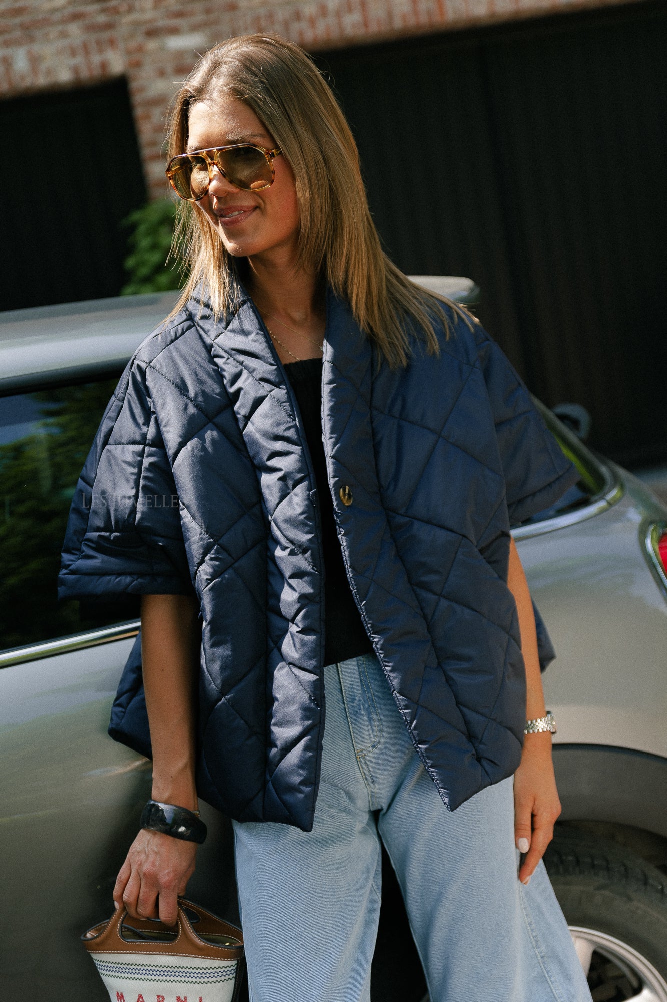 Naomy wattierte Jacke in Marineblau