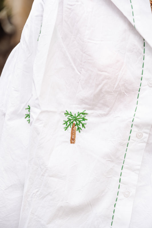 Les Jumelles Palma geborduurd overhemd wit