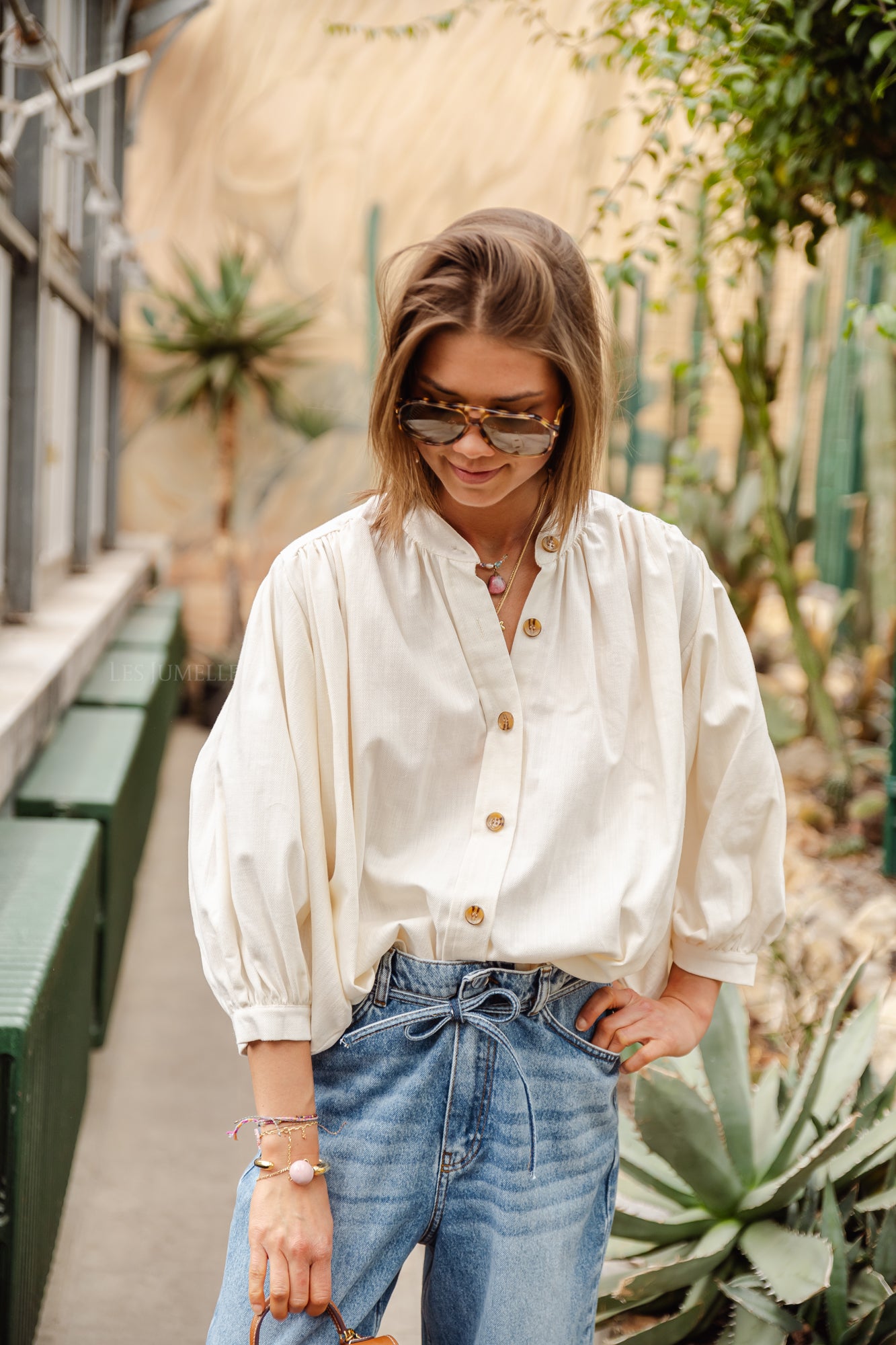 Carol Baumwollbluse in Off-White