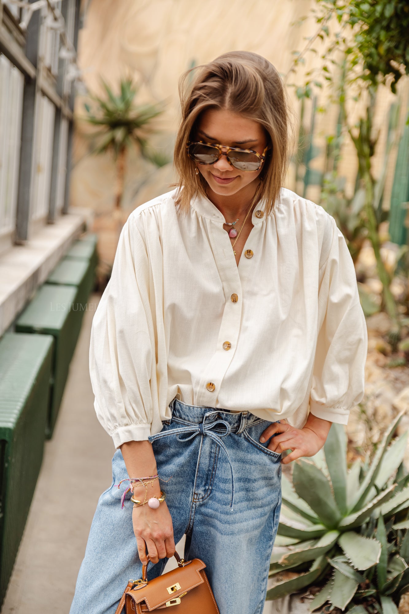 Carol Baumwollbluse in Off-White
