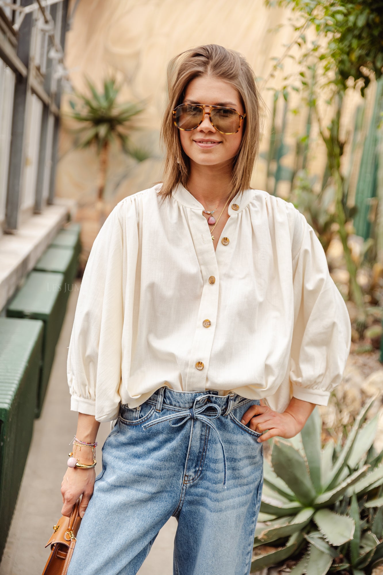 Carol Baumwollbluse in Off-White