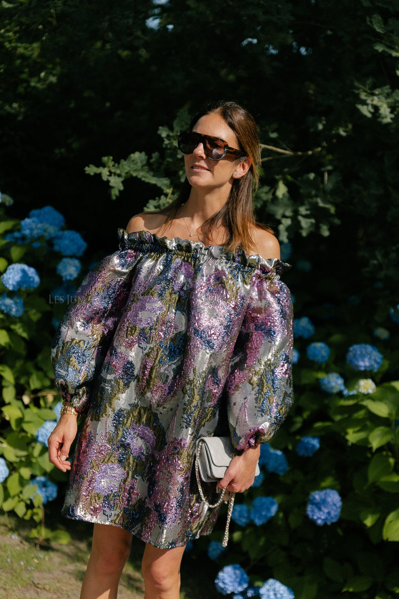 Blanche jacquard dress flowers pink