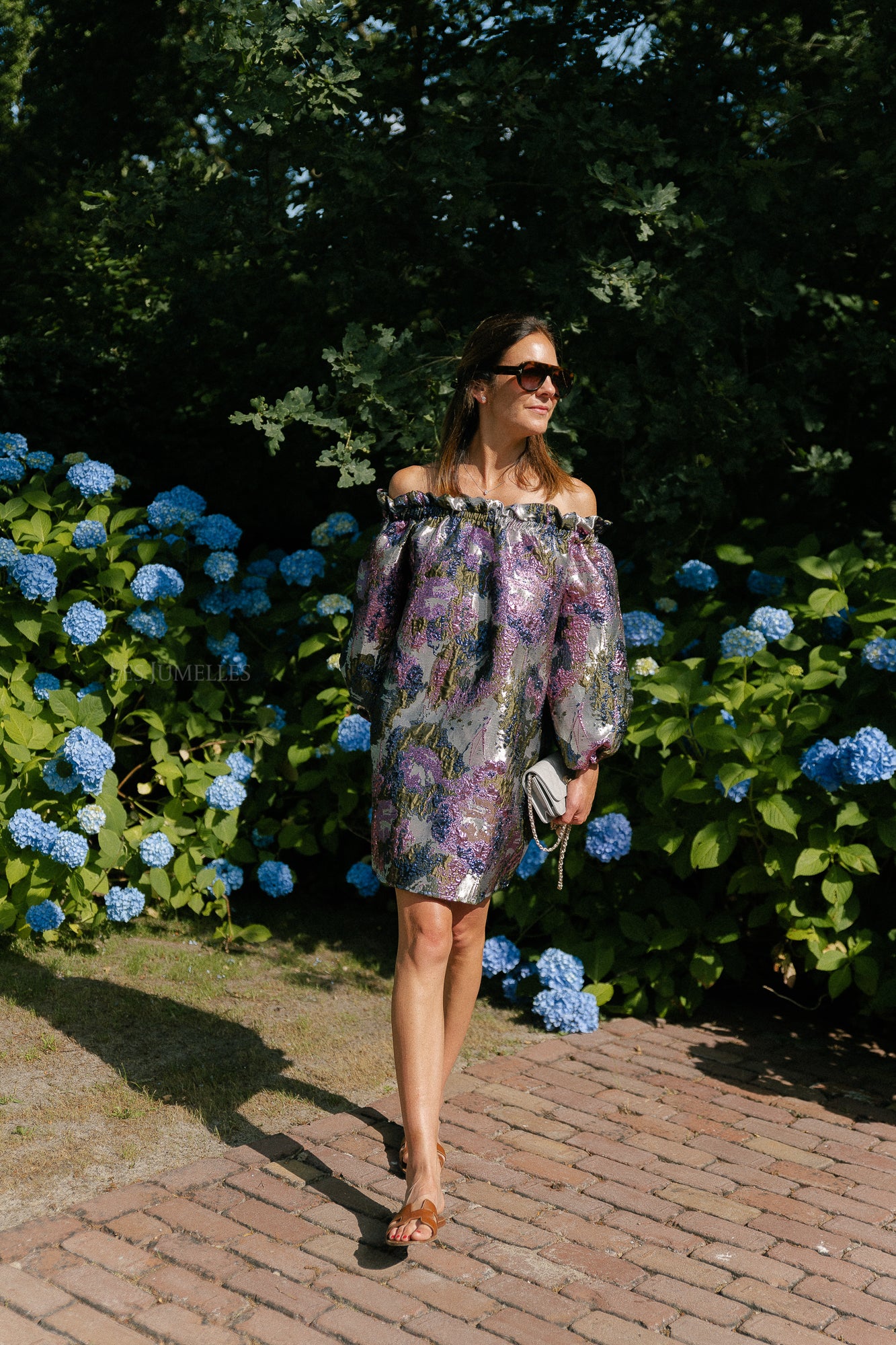 Blanche jacquard dress flowers pink