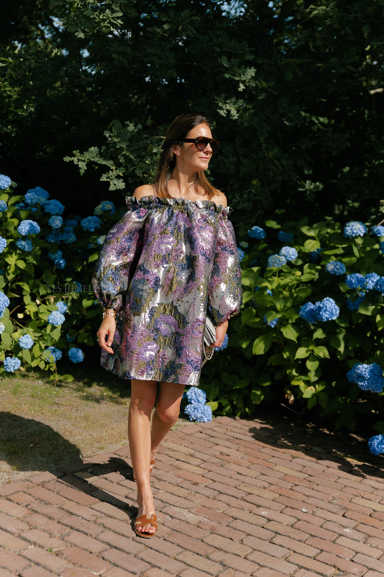 Blanche jacquard dress flowers pink