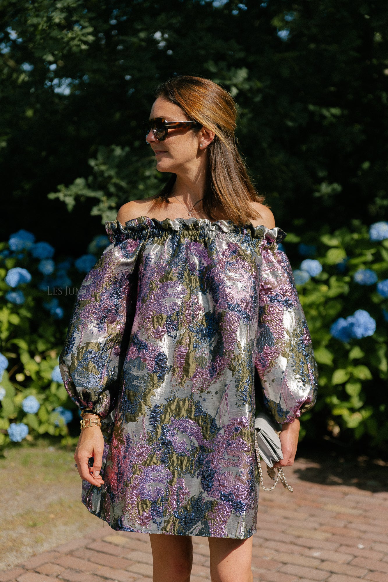 Blanche jacquard dress flowers pink