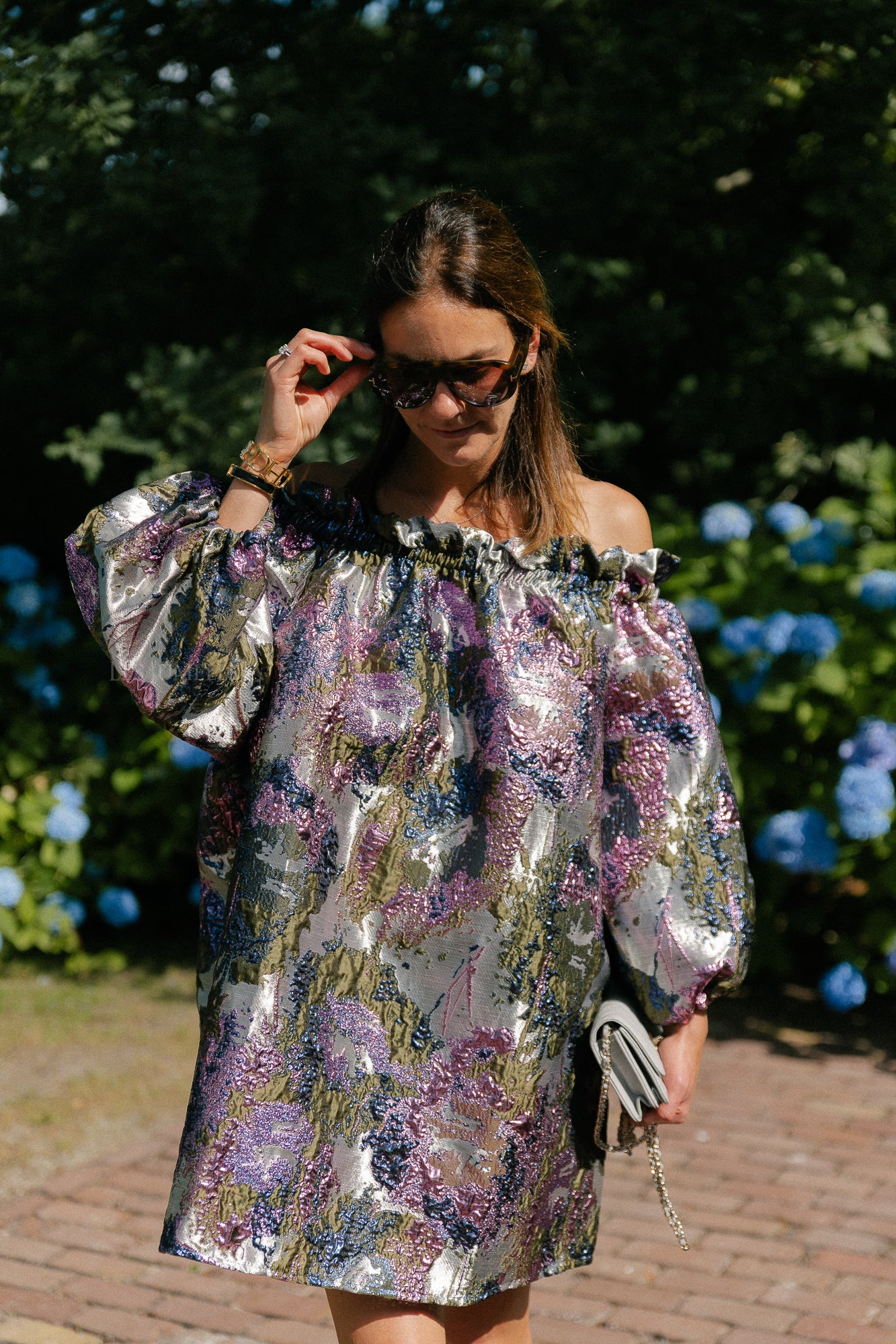 Blanche jacquard dress flowers pink