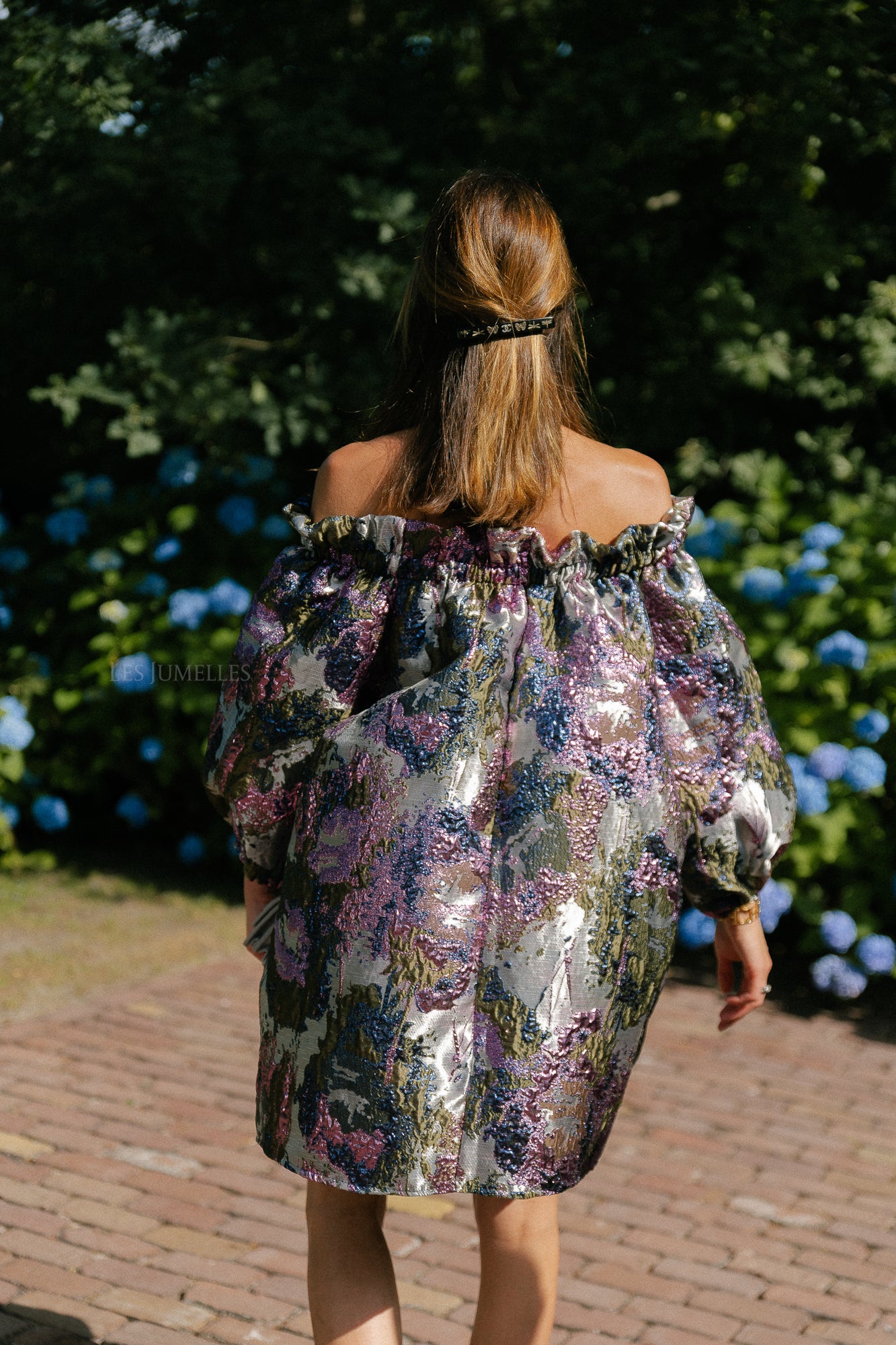 Blanche jacquard dress flowers pink