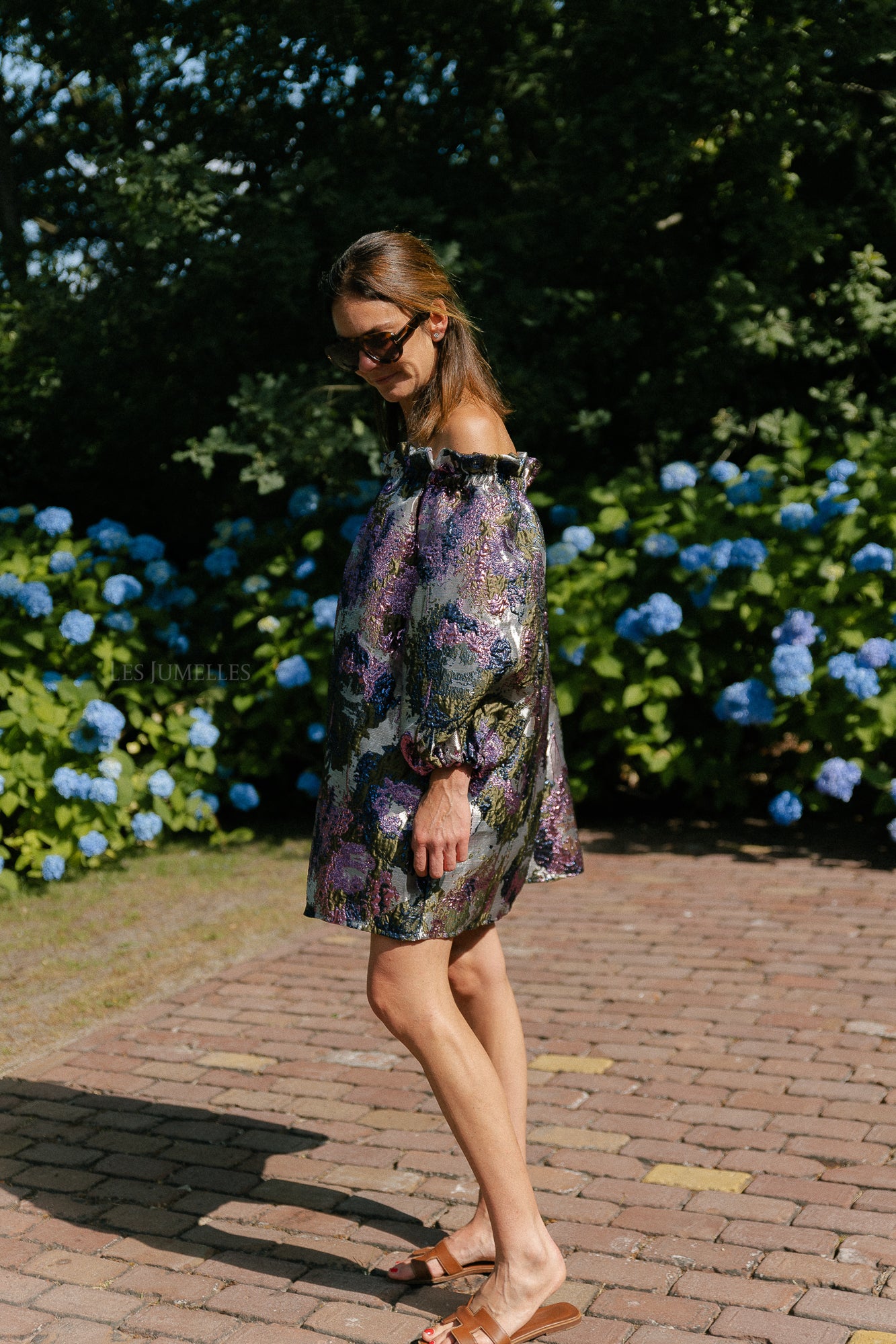 Blanche jacquard dress flowers pink