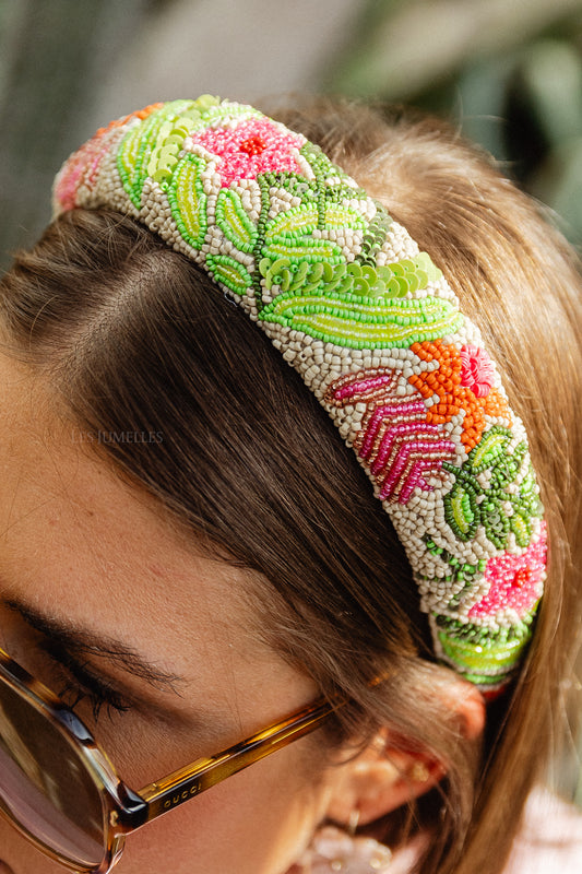 Les Jumelles Tropica haarband met kralen multicolor