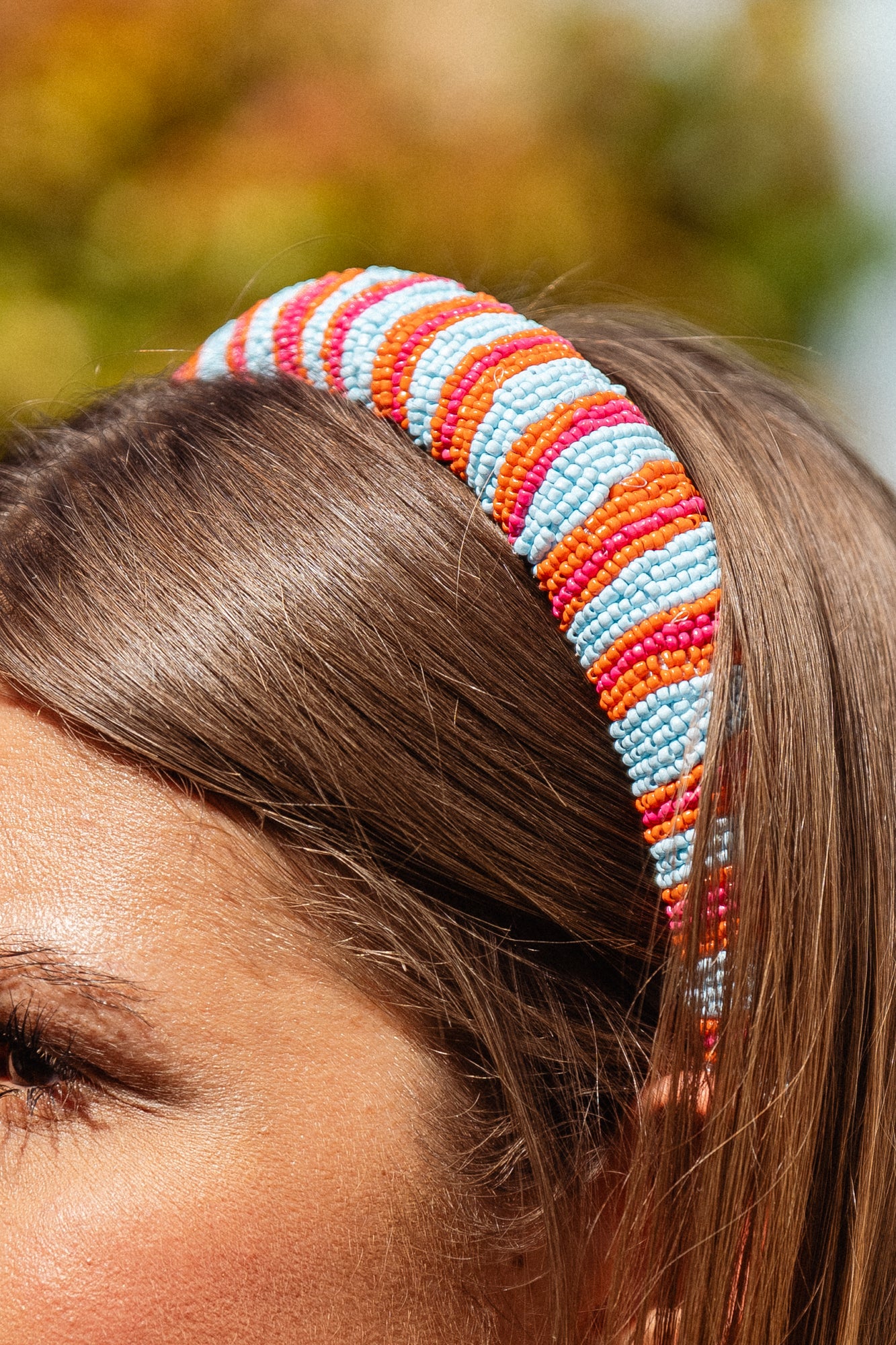 Blura Midi-Haarband mit Perlen hellblau