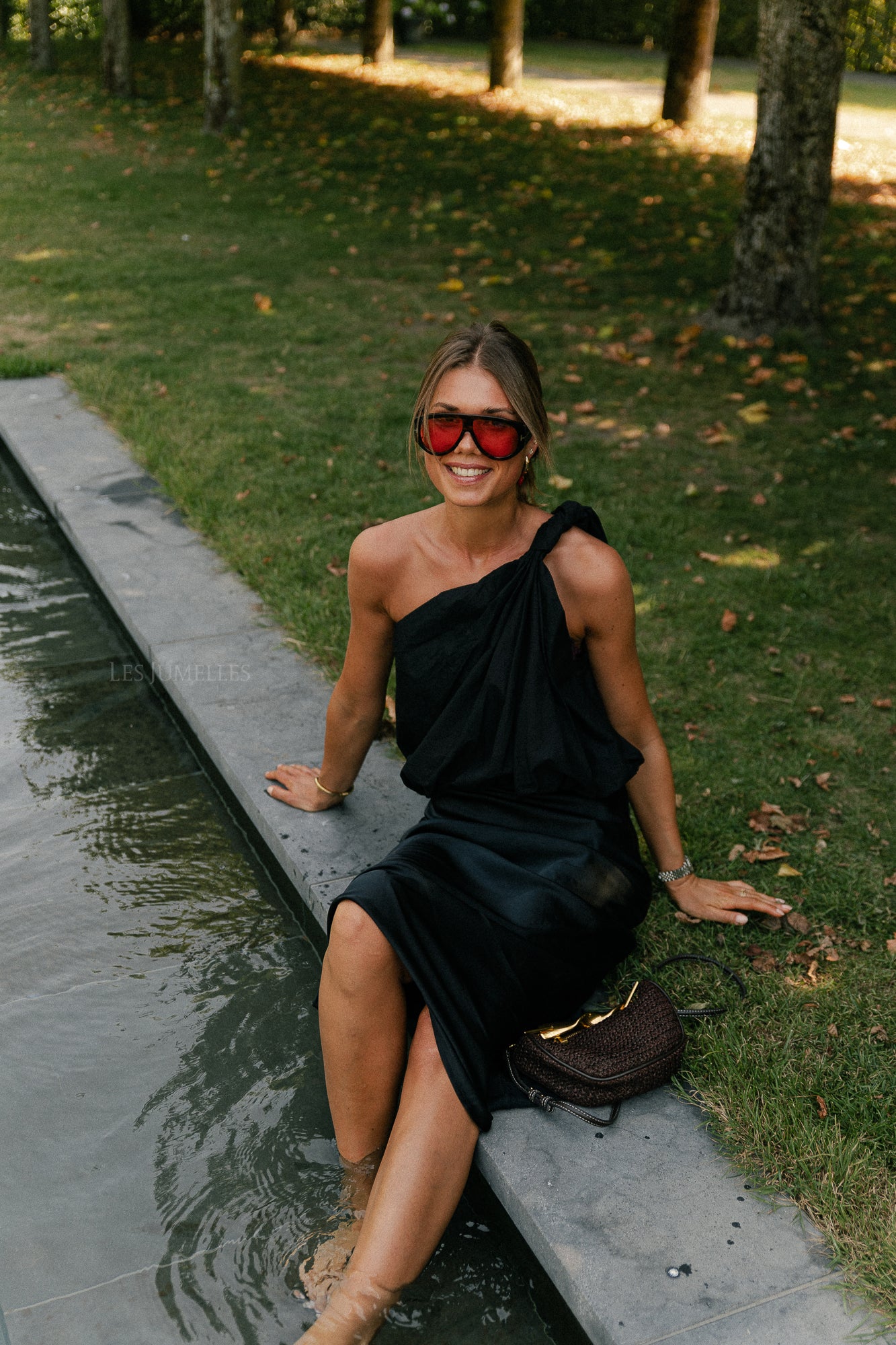 Fran one shoulder top zwart