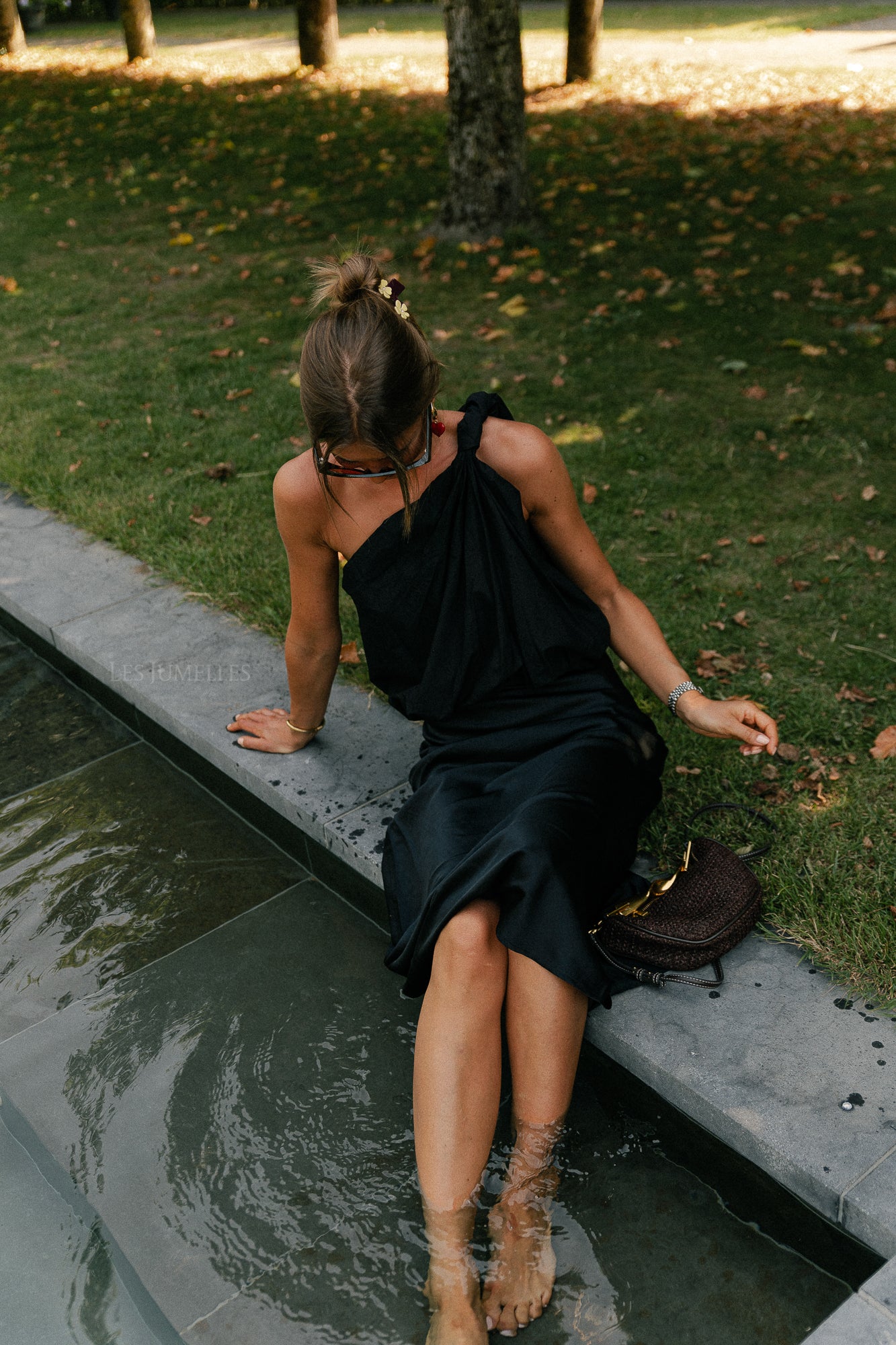 Fran one shoulder top zwart