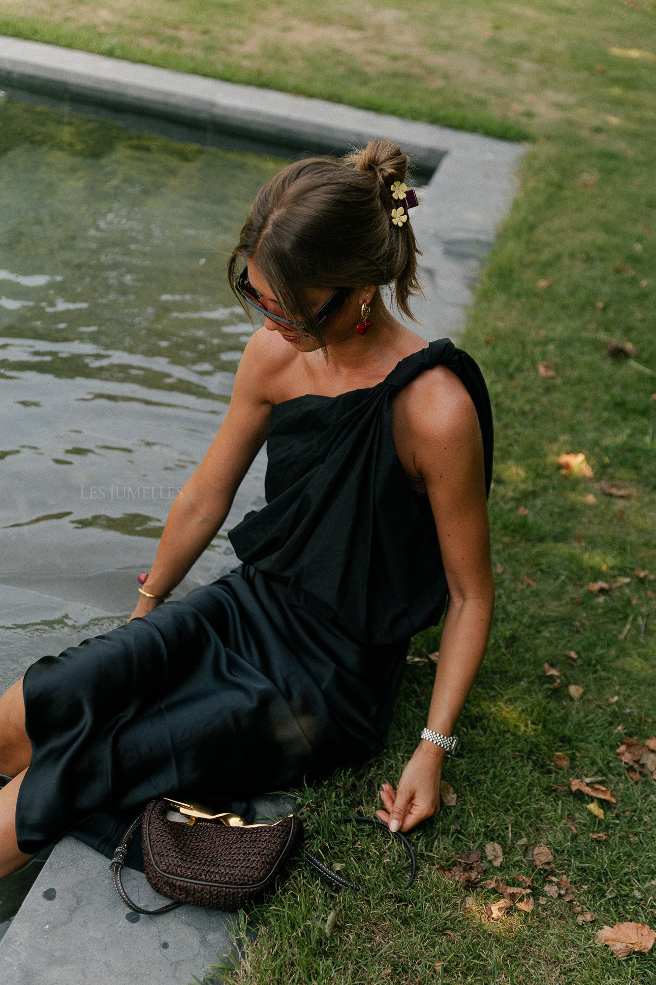 Fran one shoulder top zwart