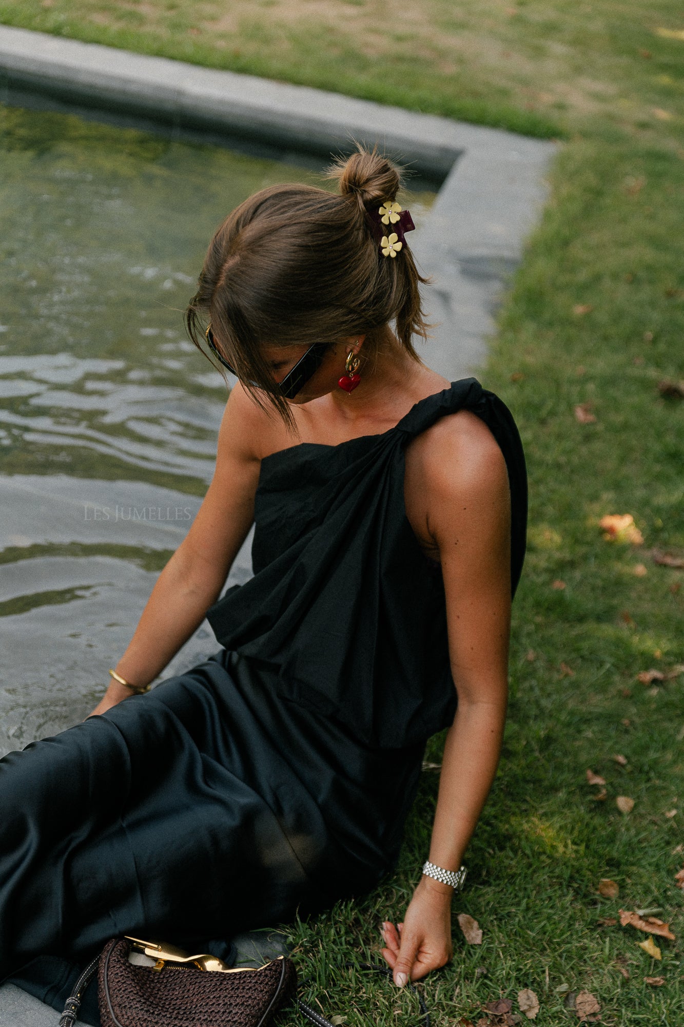 Fran one shoulder top zwart