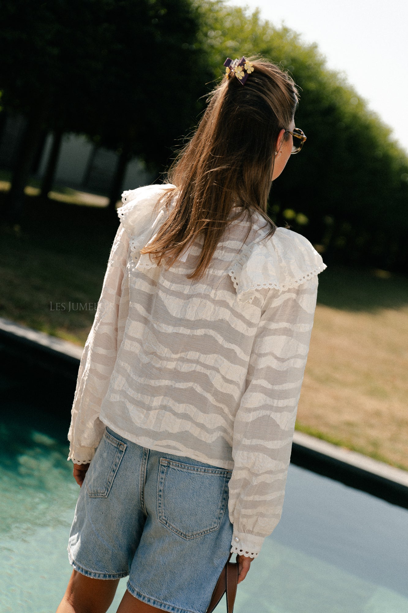 VIHalli L/S flounce top cloud dancer