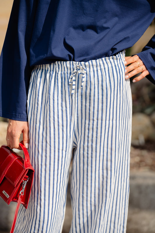 Les Jumelles Micheline striped pants blue