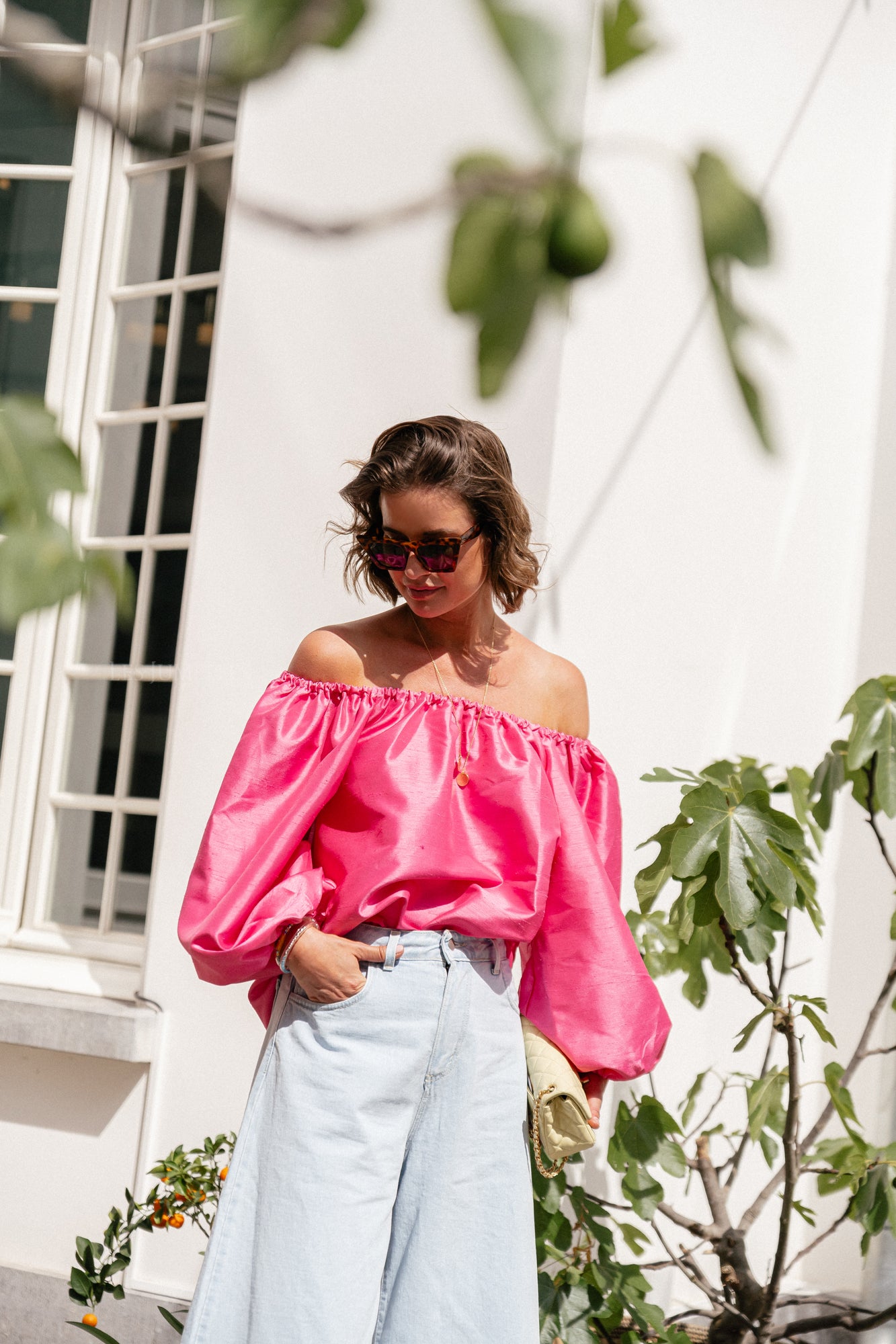 Ella off shoulder blouse fuchsia