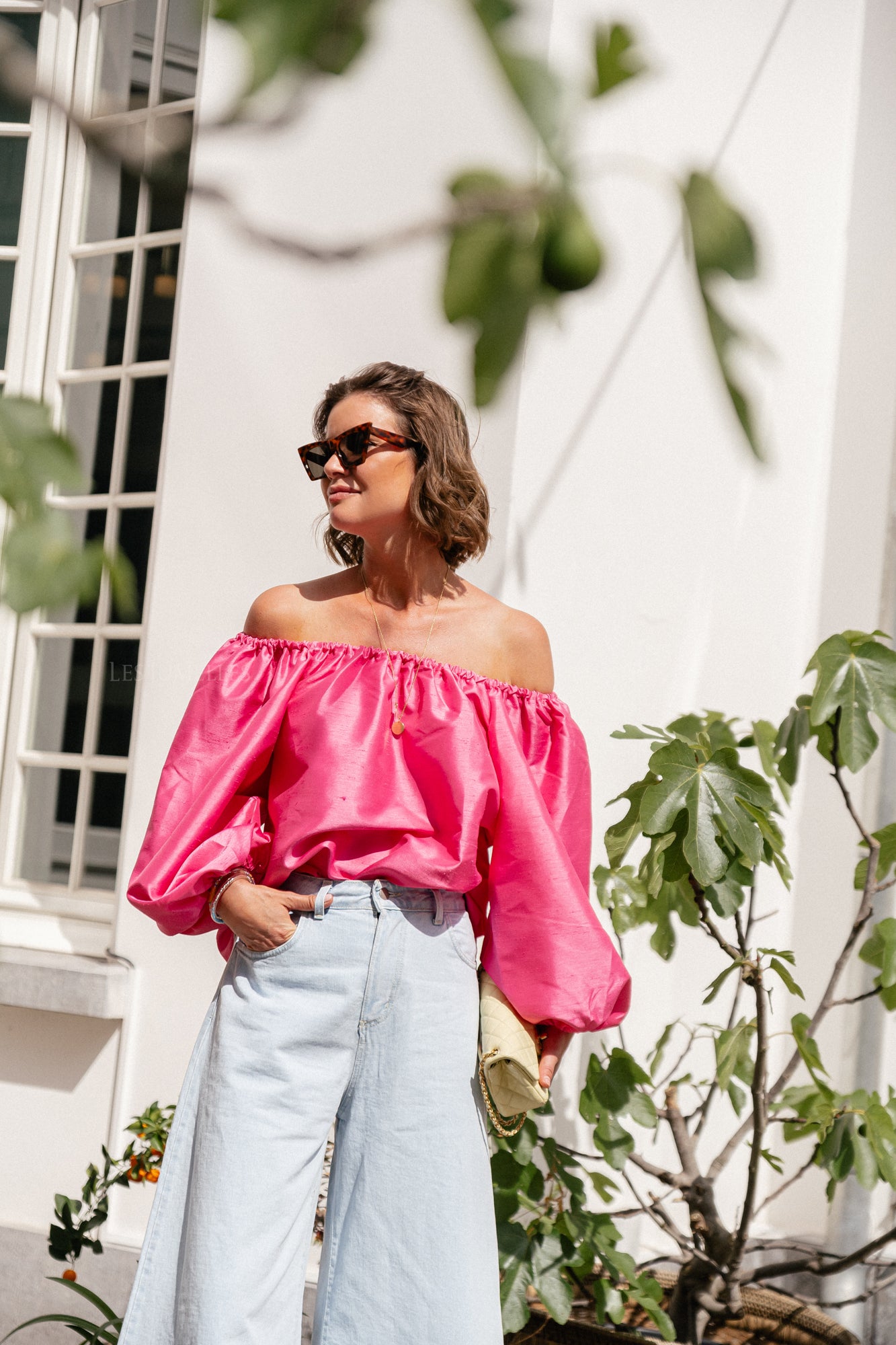 Ella off shoulder blouse fuchsia