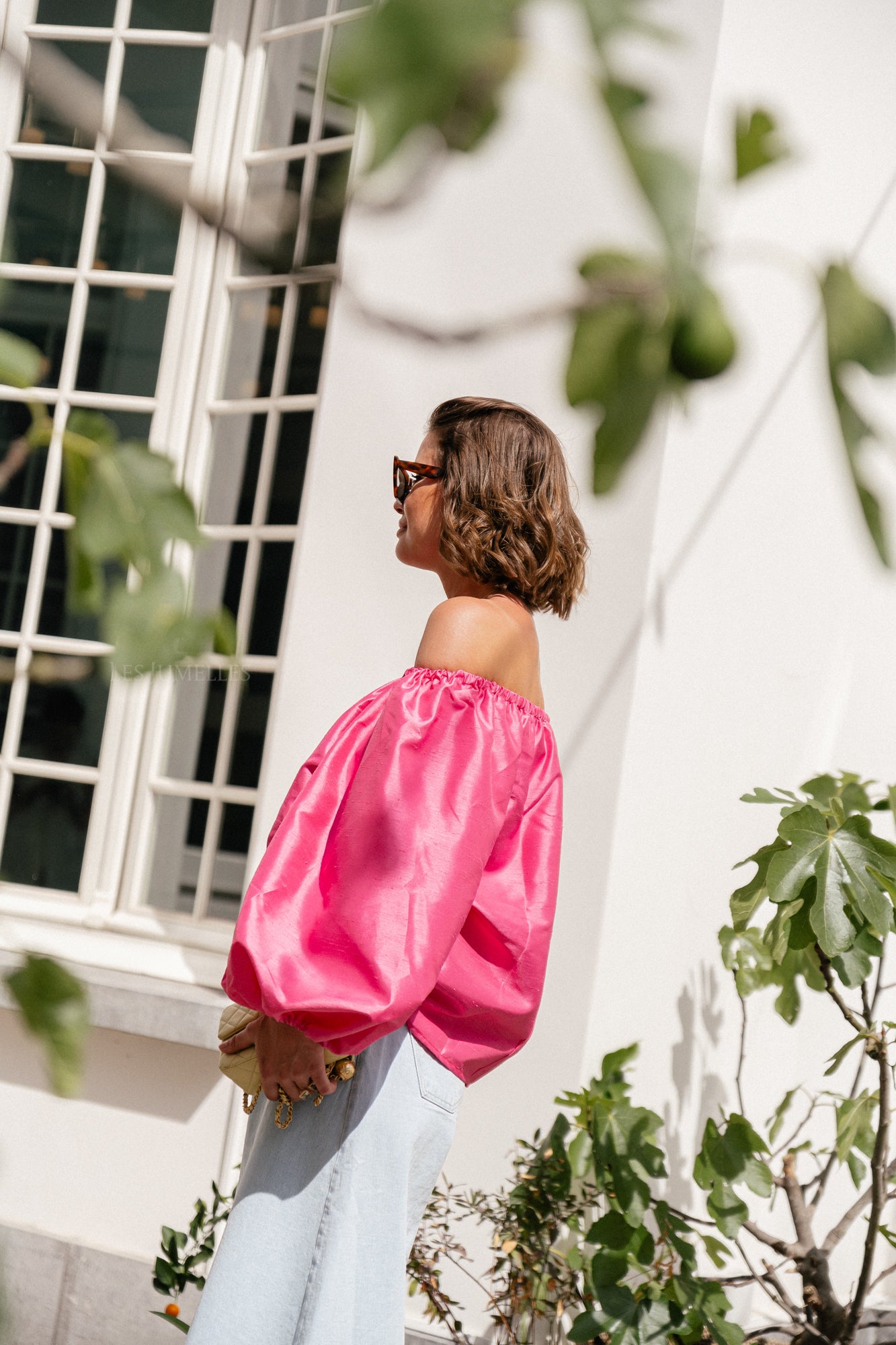 Ella off shoulder blouse fuchsia