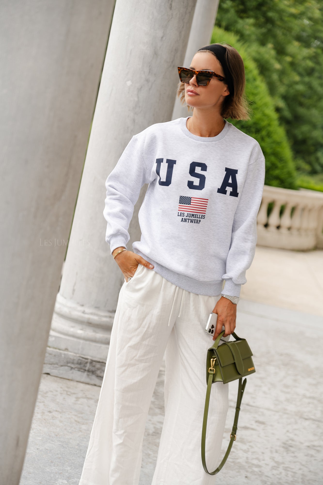 <tc>Sweatshirt USA gris clair</tc>