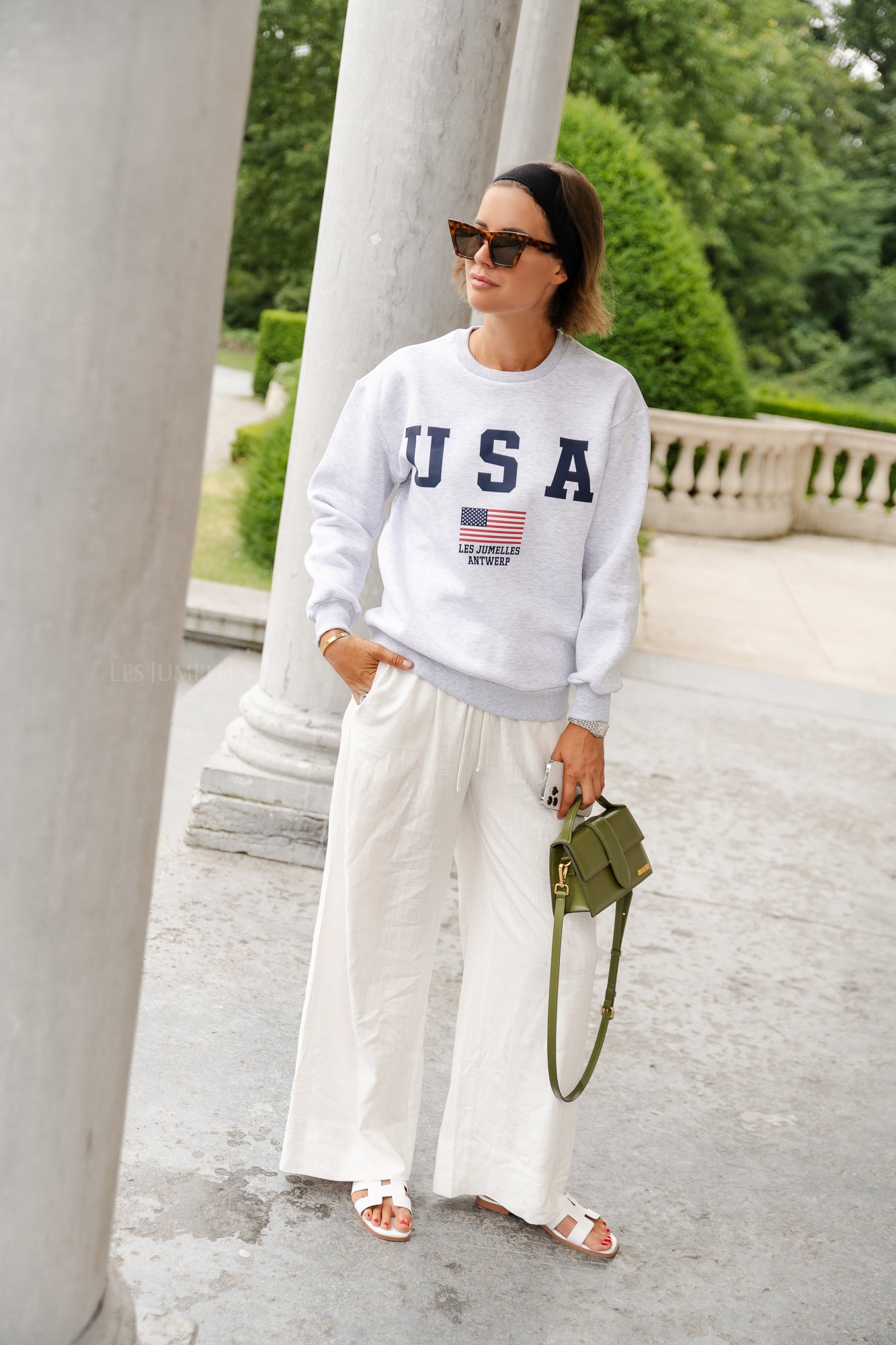 <tc>Sweatshirt USA gris clair</tc>