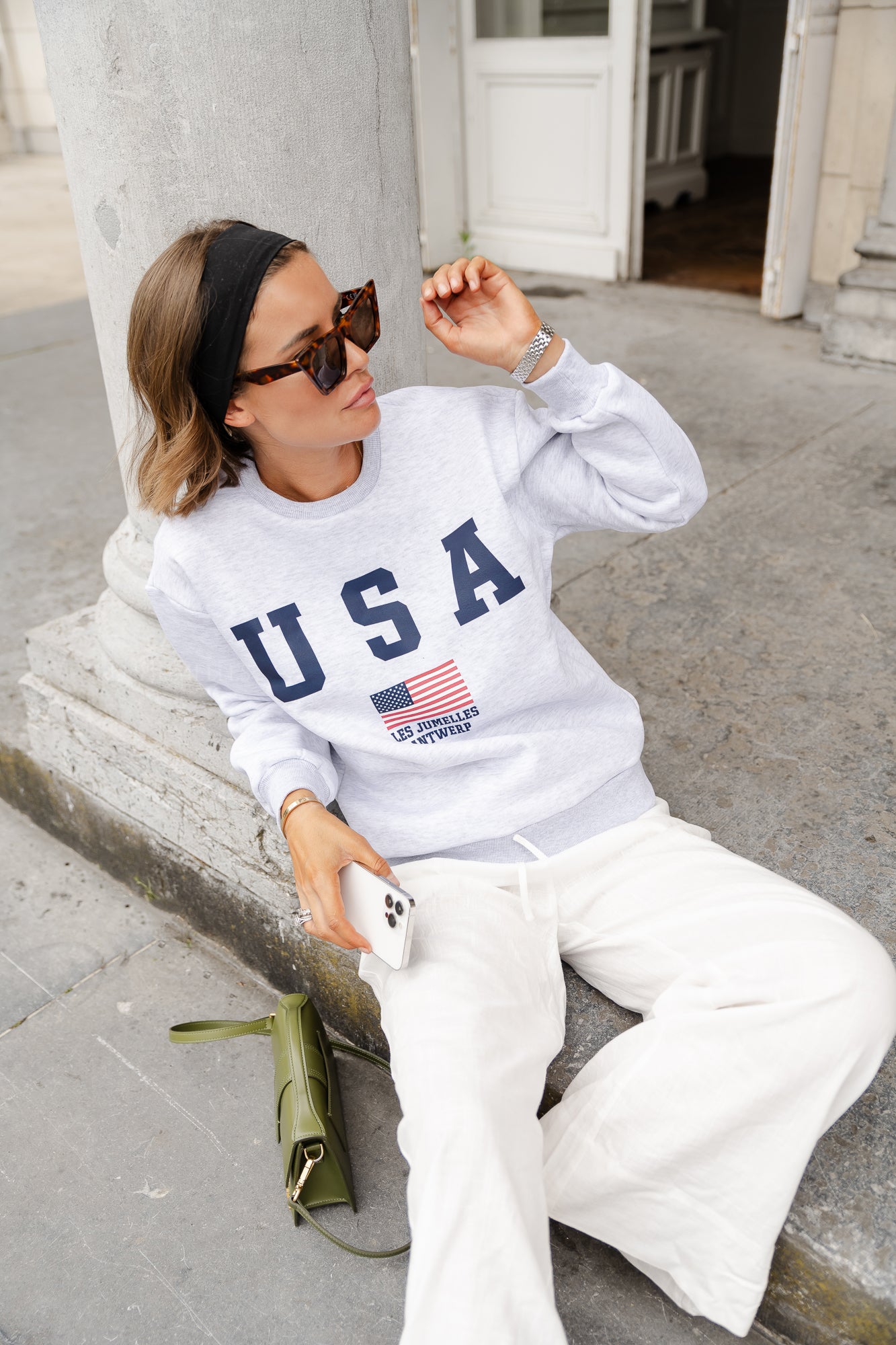 <tc>Sweatshirt USA gris clair</tc>