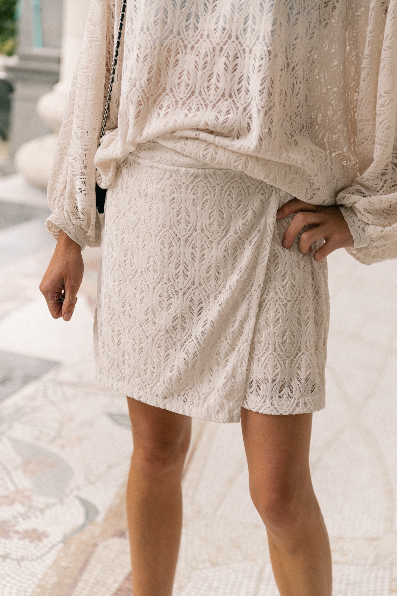 Noëlle velvet skort ecru