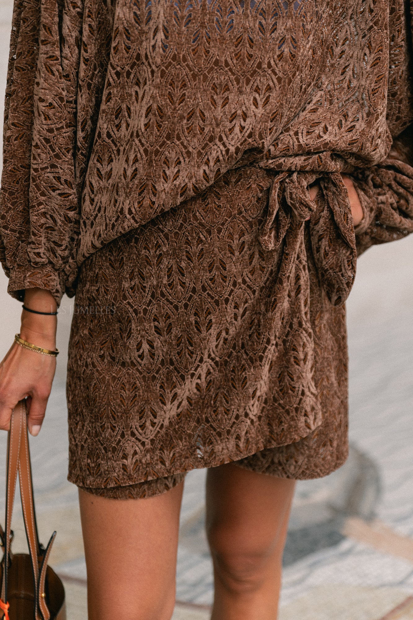 Noëlle velvet skort bruin