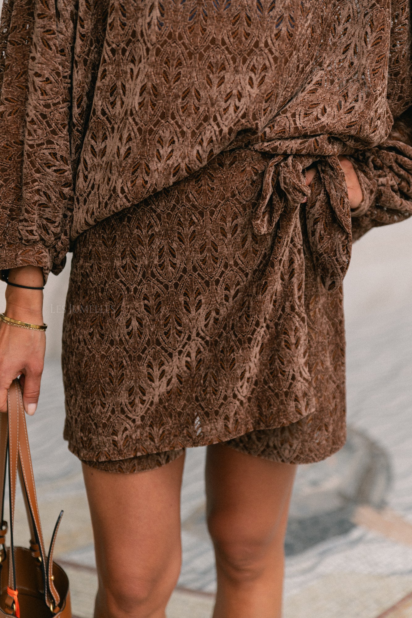 Noëlle velvet skort bruin