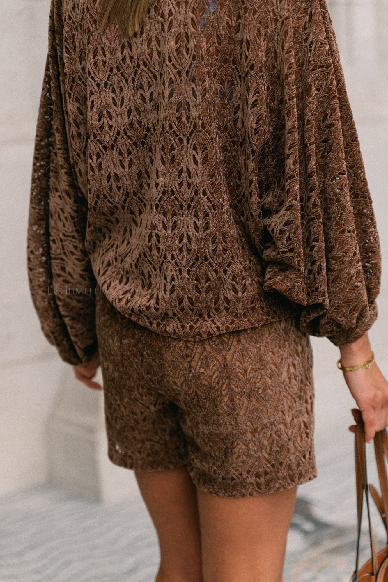 Noëlle velvet skort bruin